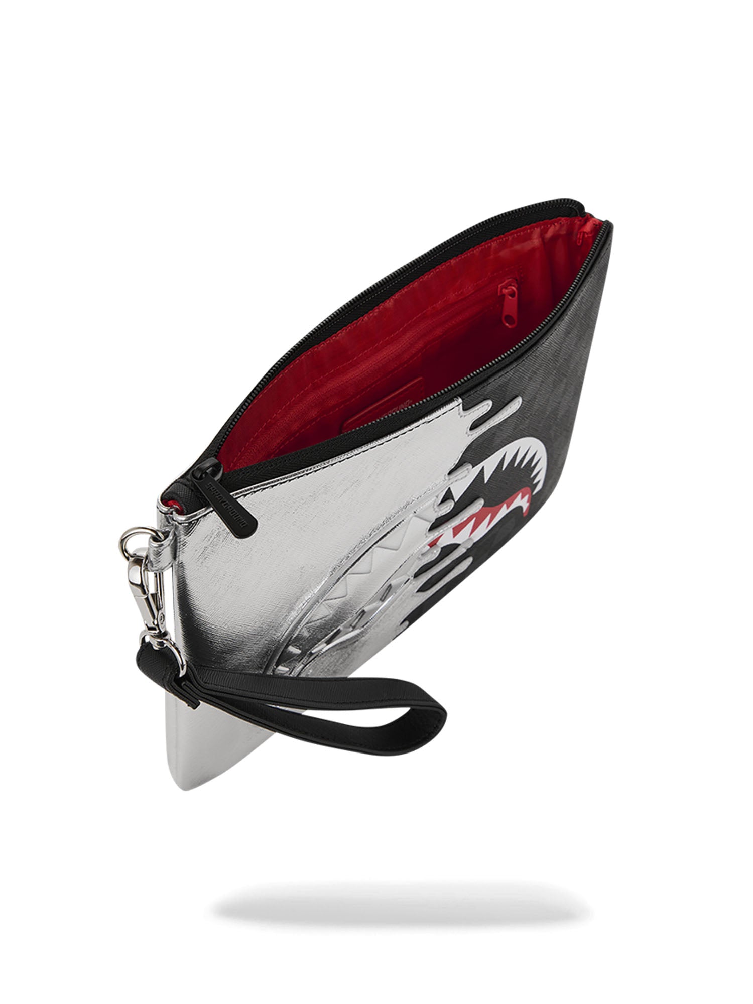 Sprayground Silver Side Drip Black Check Crossbody Pouchette Argento