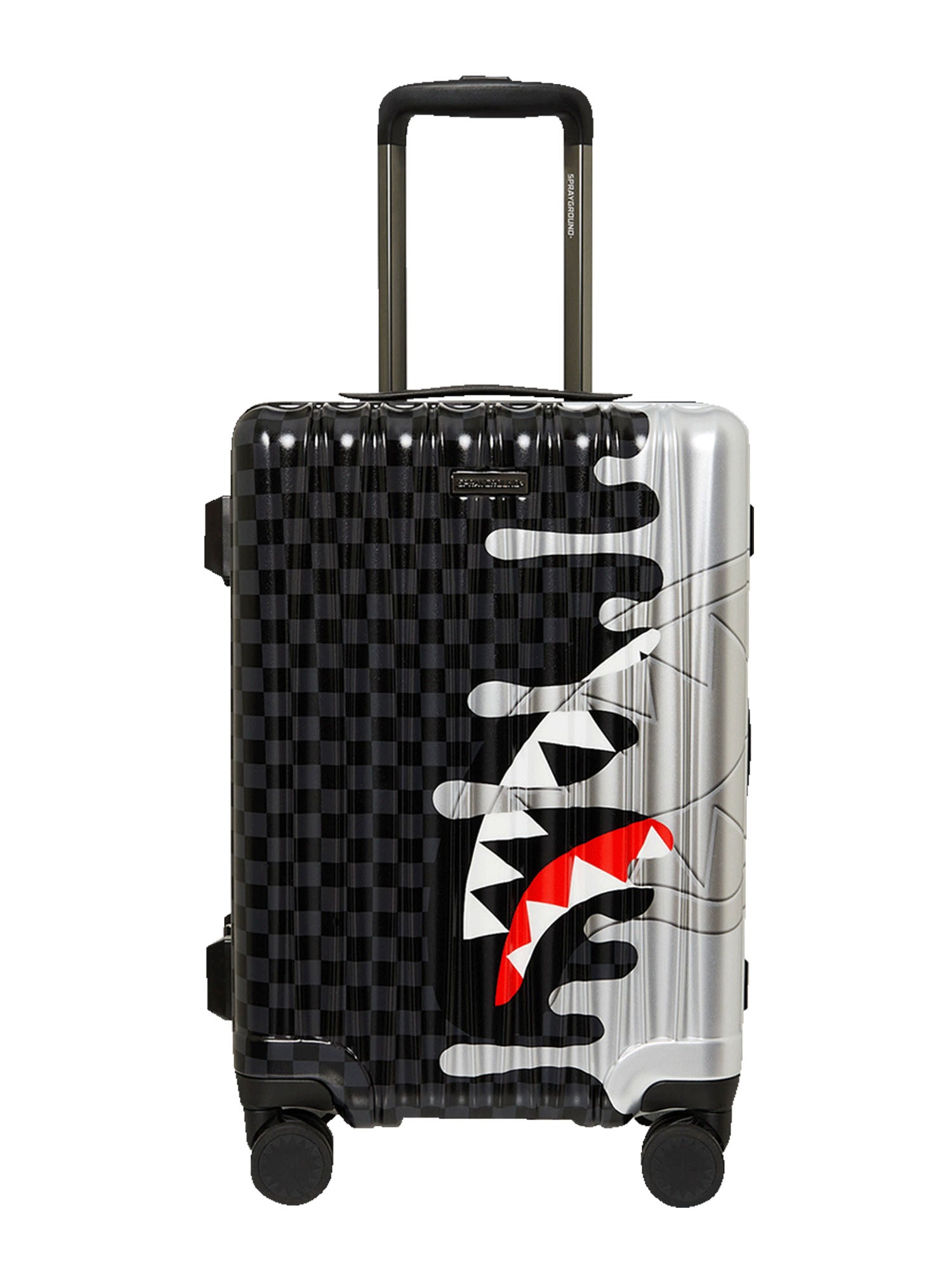 Sprayground Side Drip Check Carry On Hard Argento