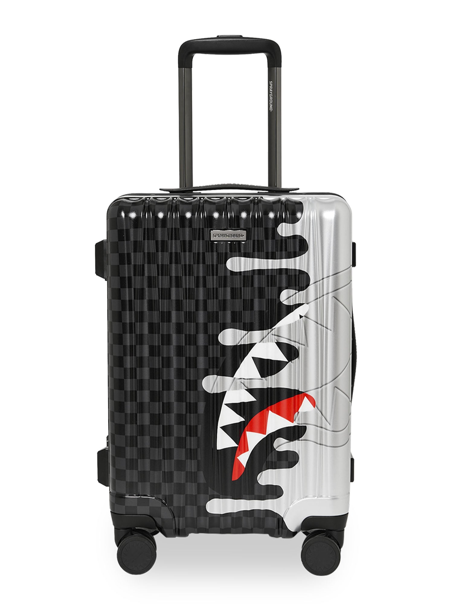Sprayground Side Drip Check Carry On Hard Argento