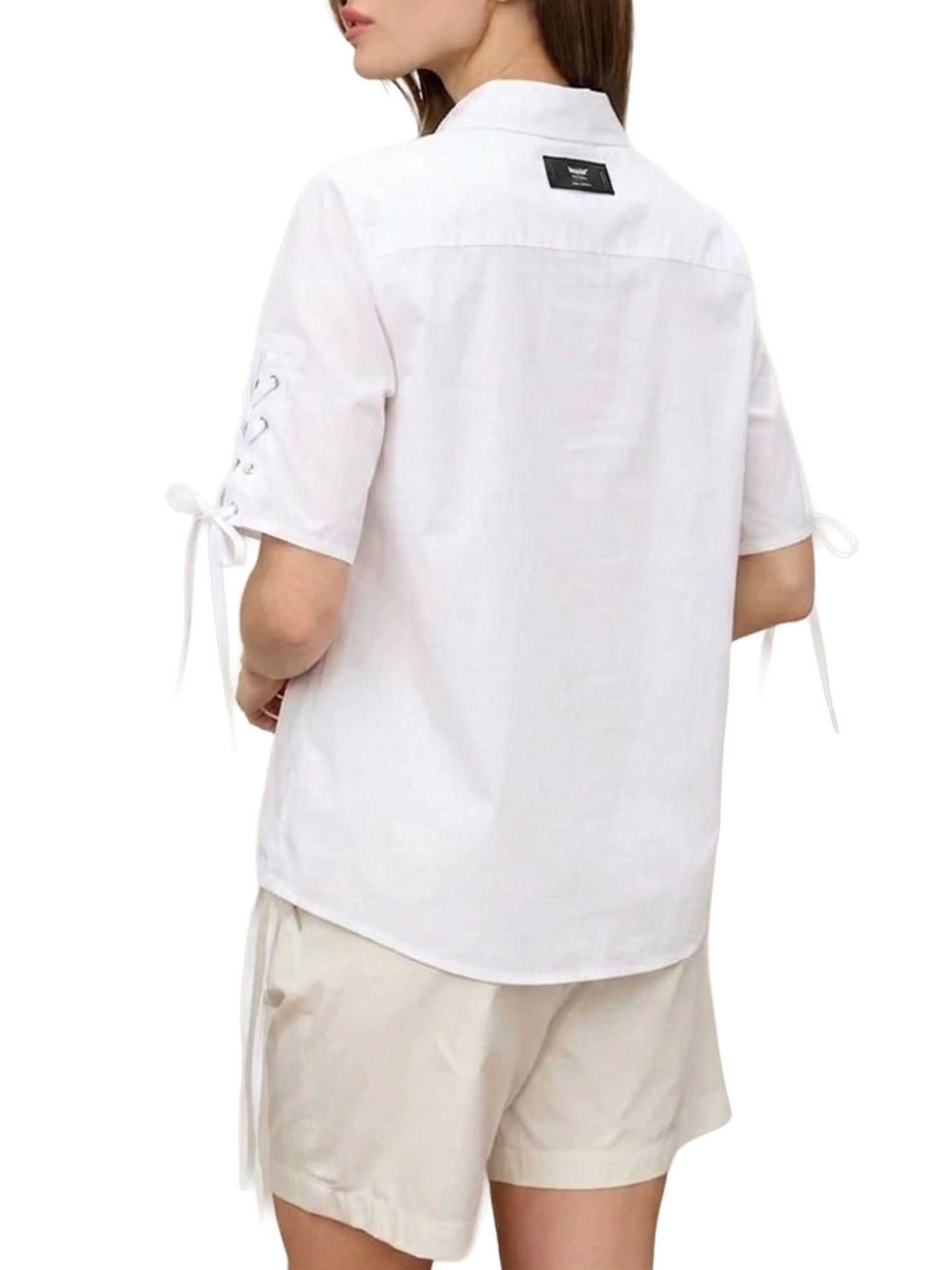 Blauer Camicia con Laccetti Bianco