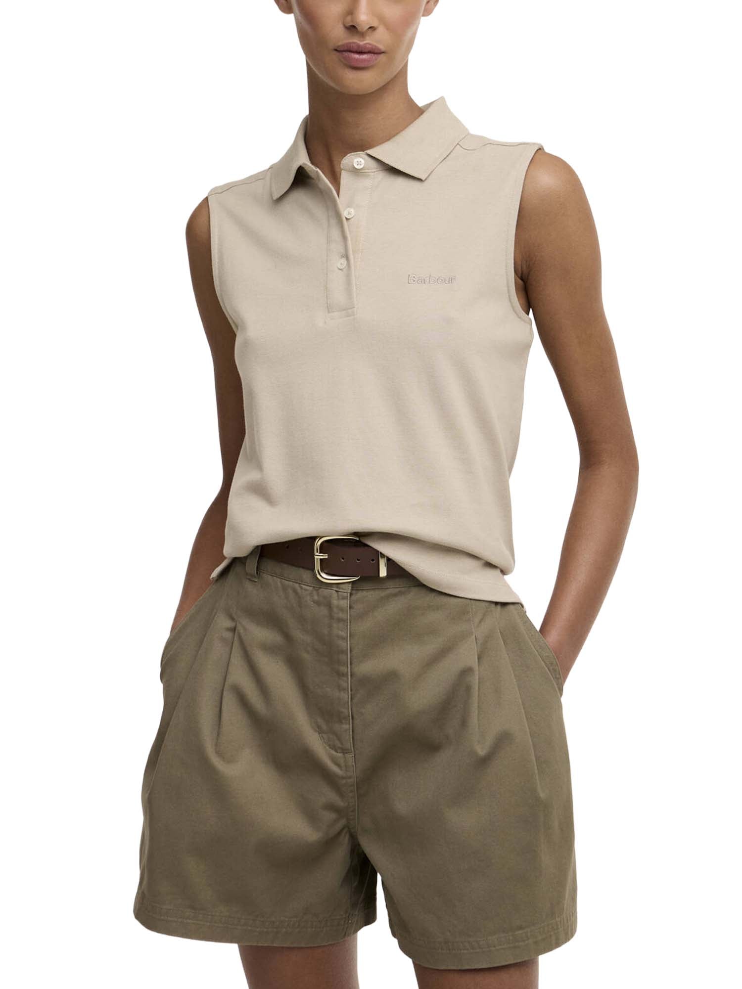 Barbour Polo senza maniche Bowford Beige