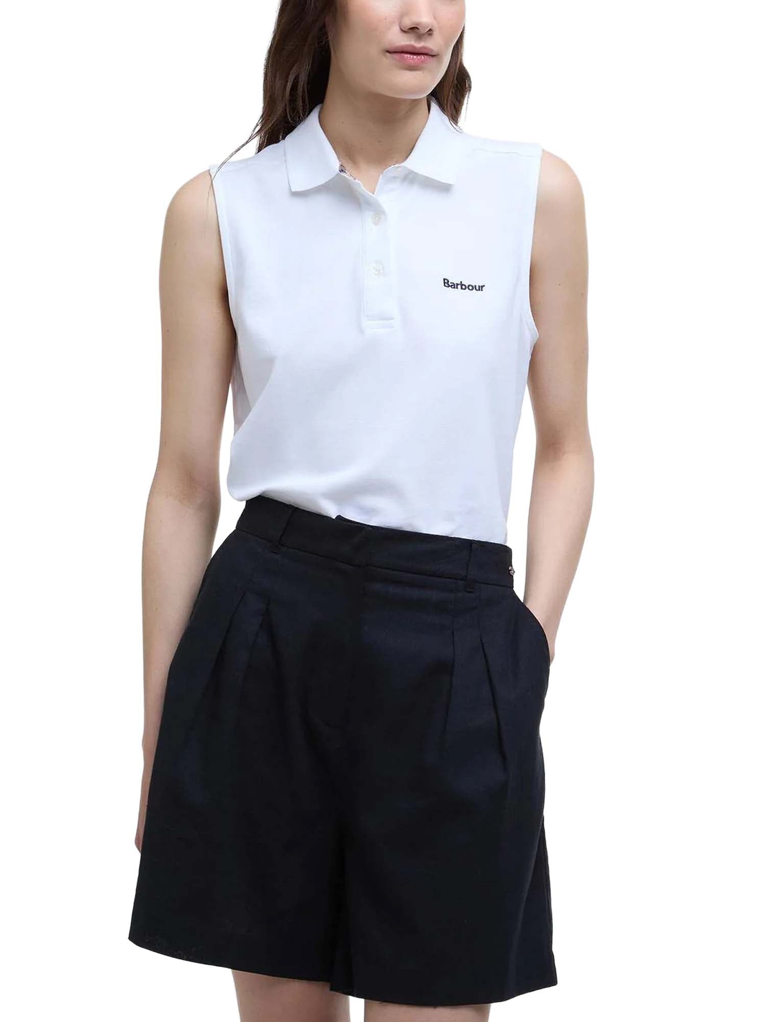 Barbour Polo senza maniche Bowford Bianco