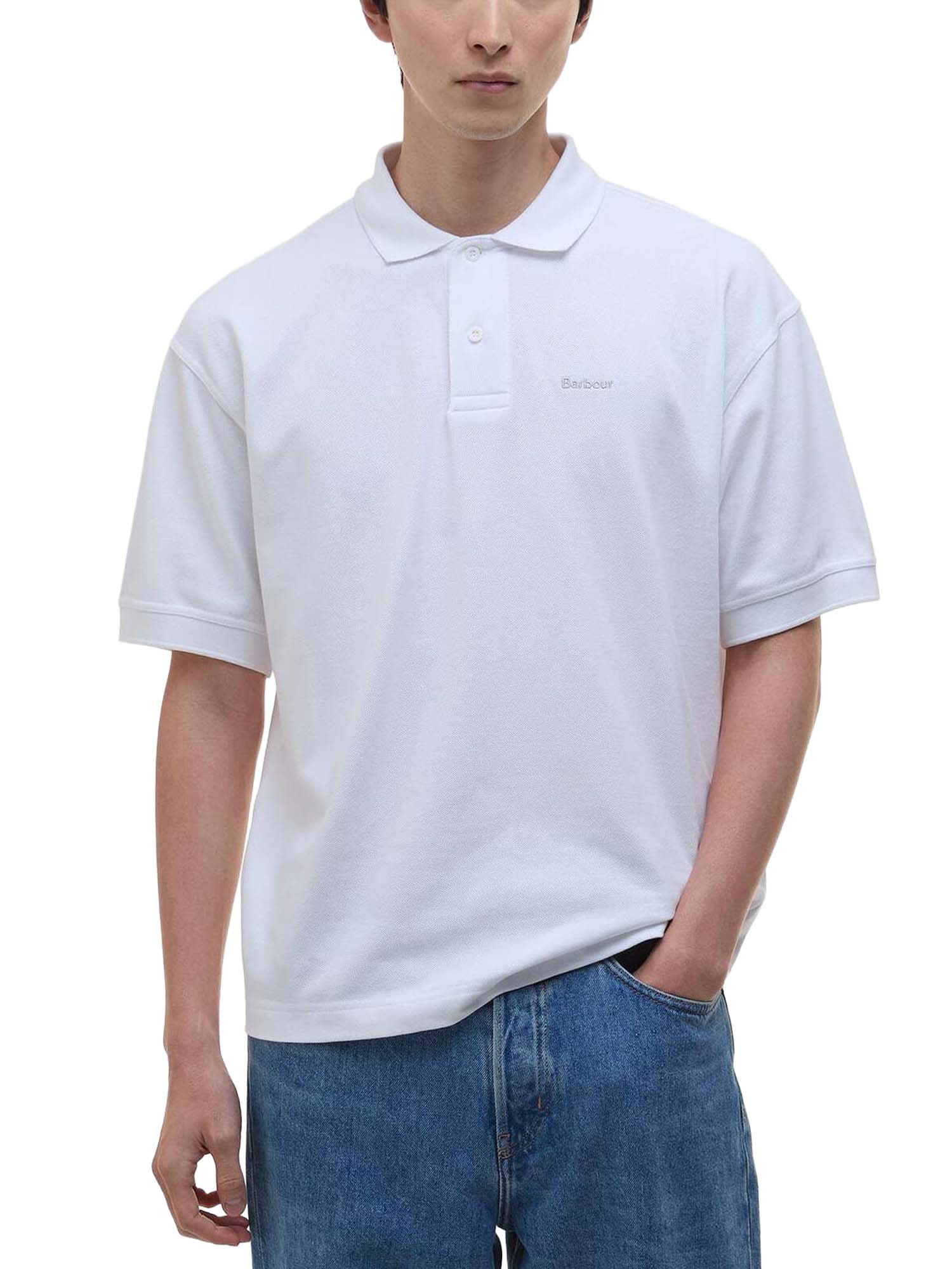 Barbour Hexham Oversized Polo Shirt Bianco