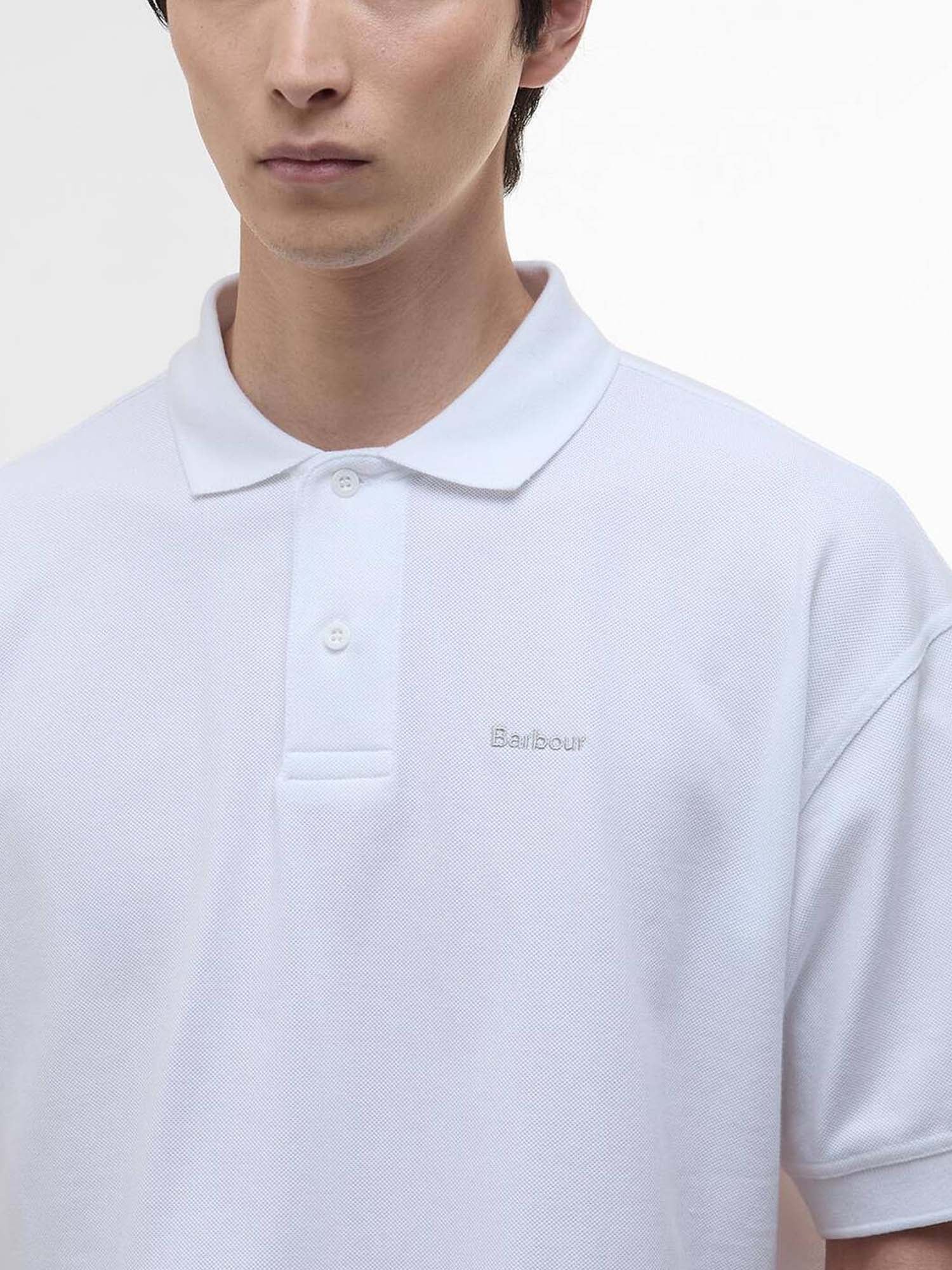 Barbour Hexham Oversized Polo Shirt Bianco