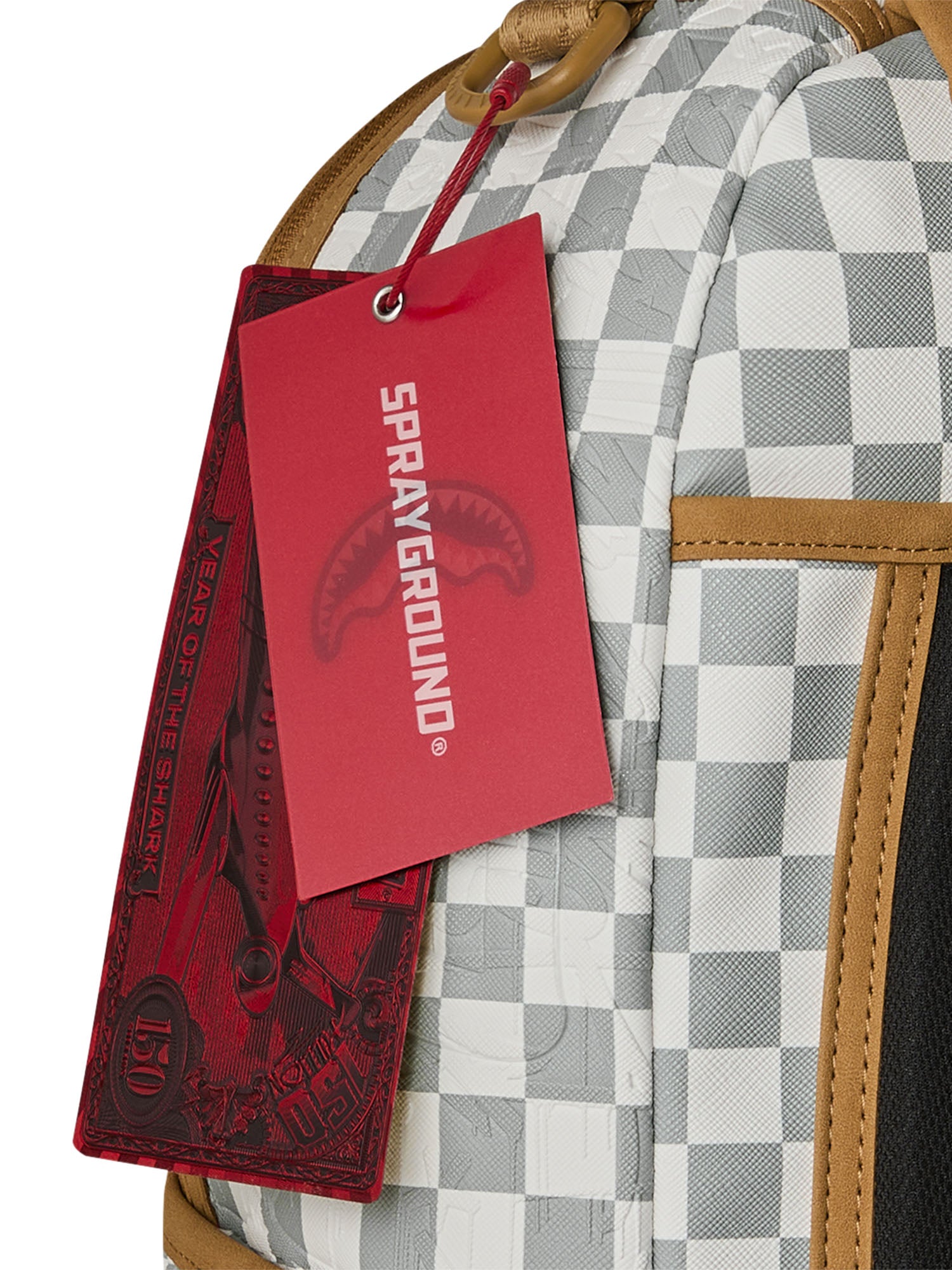 Sprayground Graff Embossed Cream Check Dlxsv Backpack Bianco