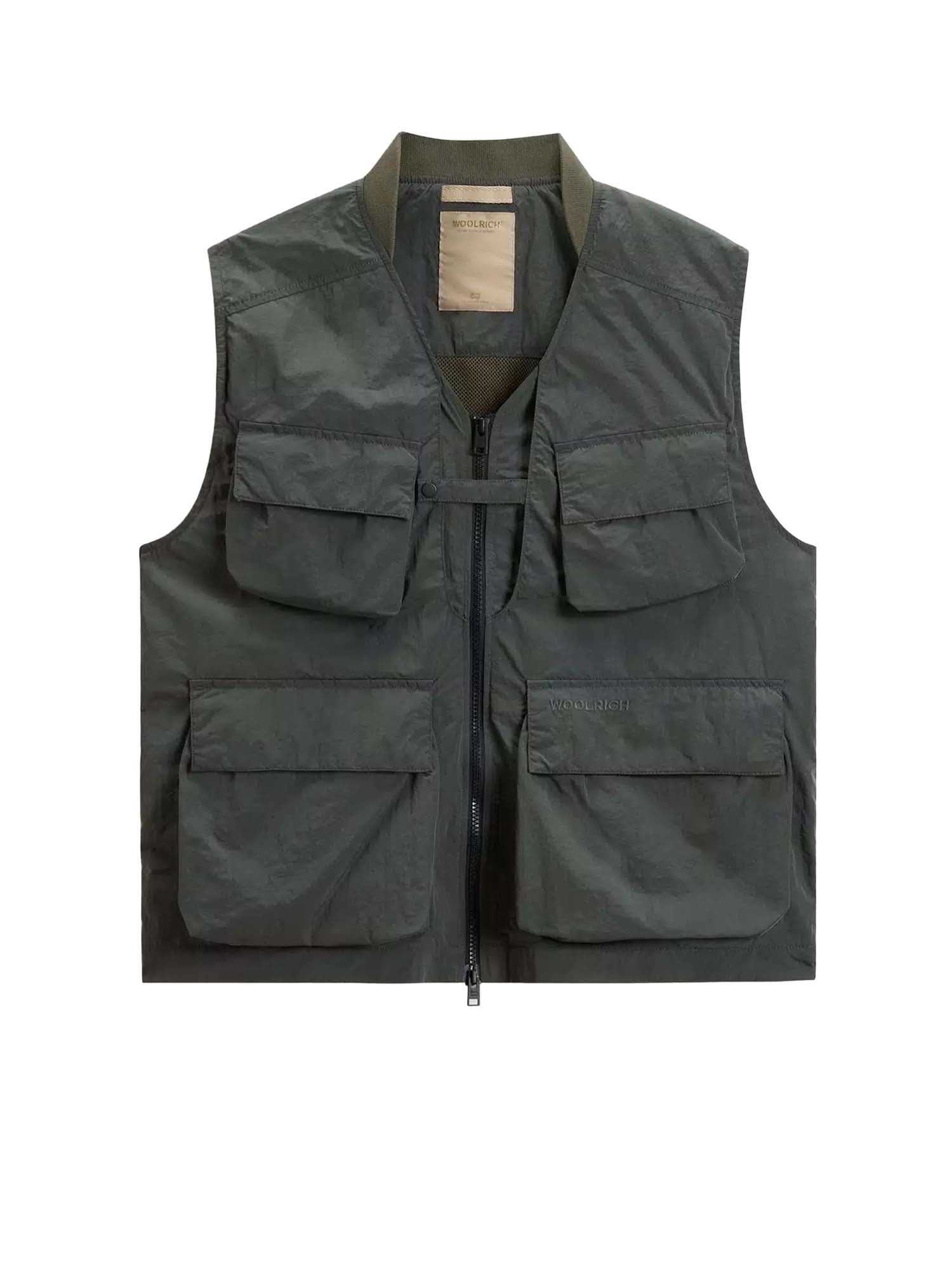 Woolrich Gilet in nylon Olmetex lucido con finitura opaca Verde