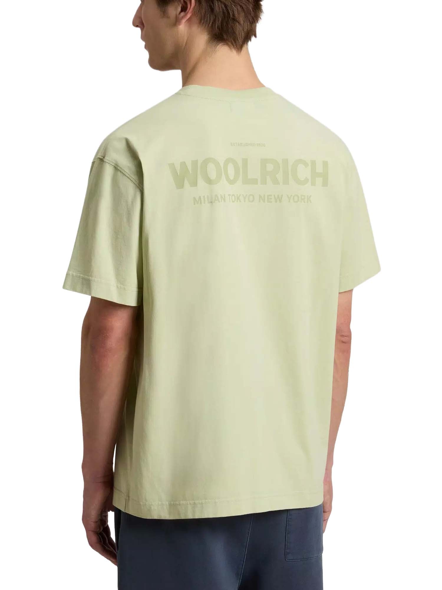 Woolrich T-shirt in puro cotone con logo Verde