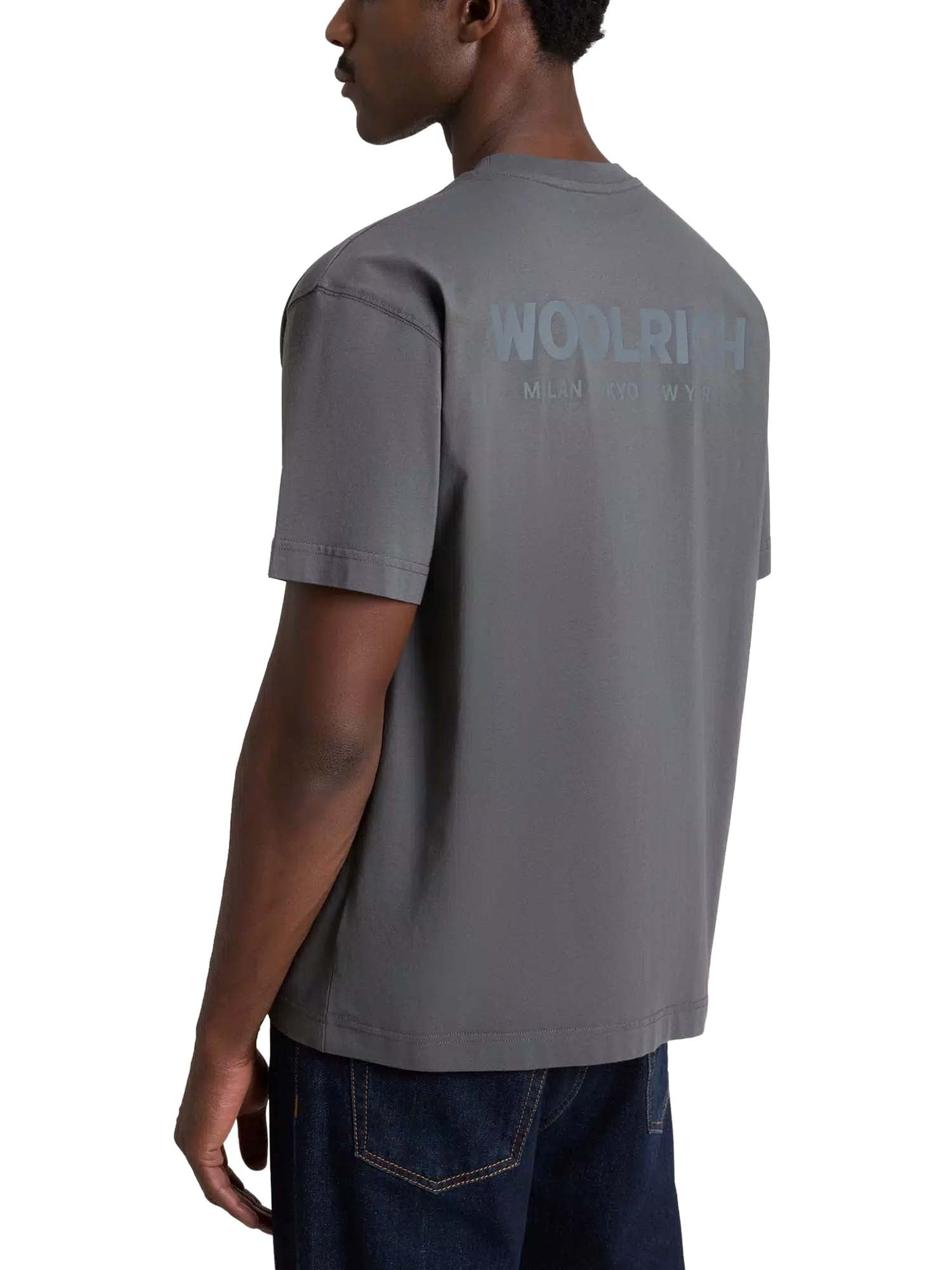 Woolrich T-shirt in puro cotone con logo Grigio