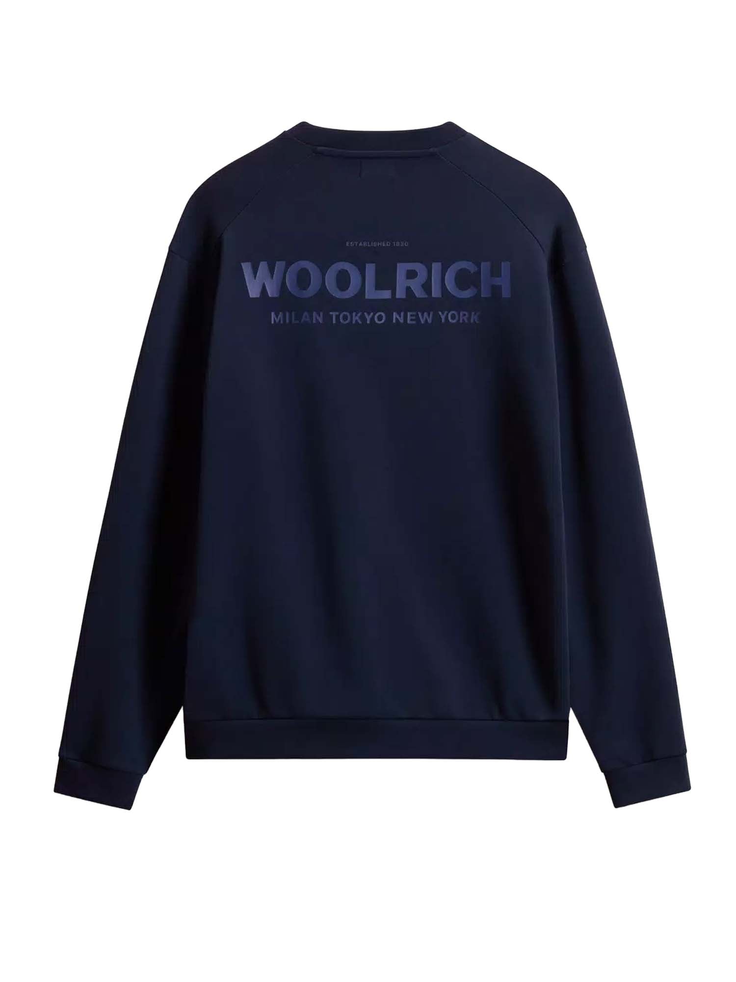 Woolrich Felpa girocollo in puro cotone con macro logo sul retro Blu
