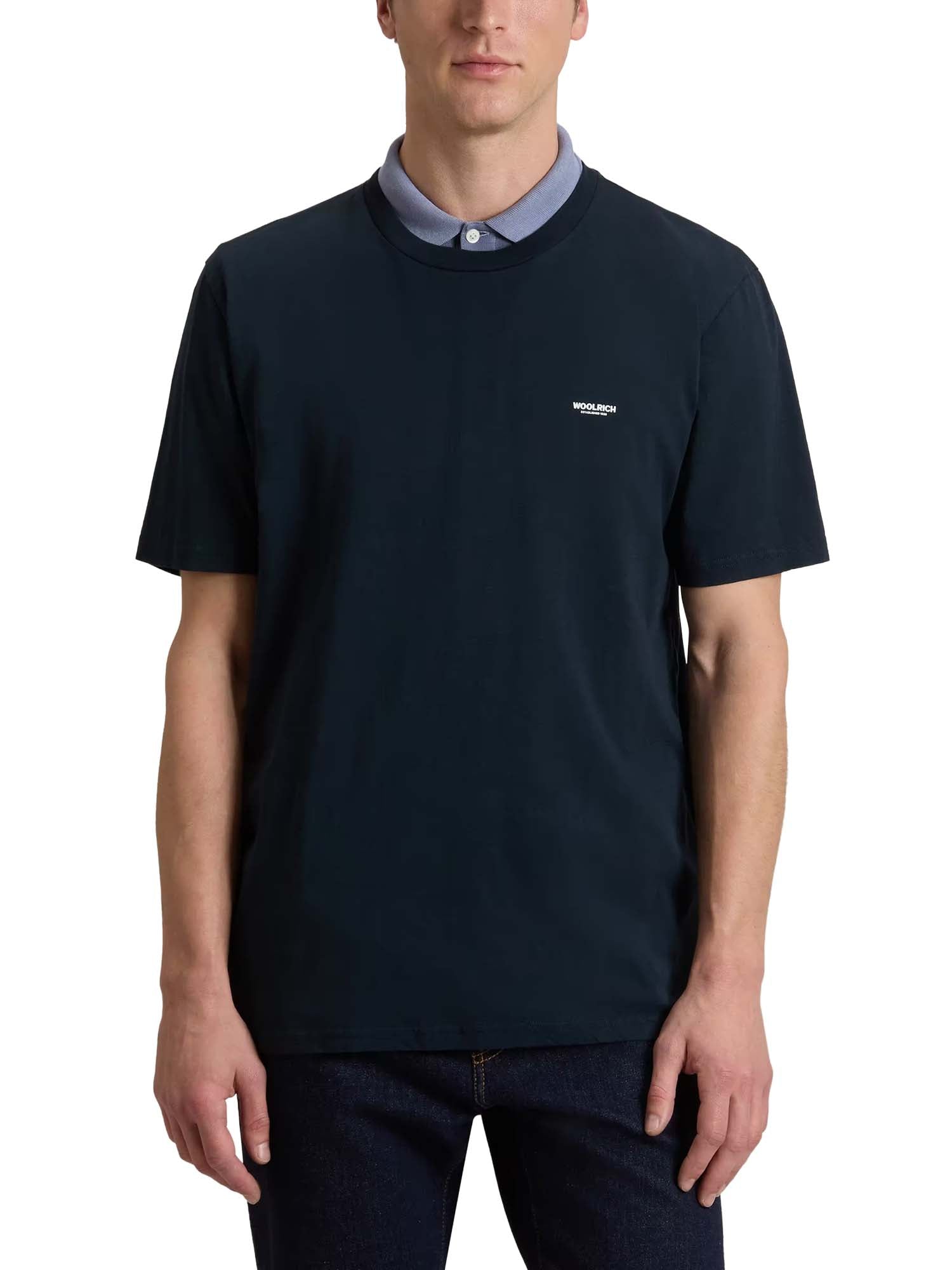 Woolrich T-shirt Slub in puro cotone Blu