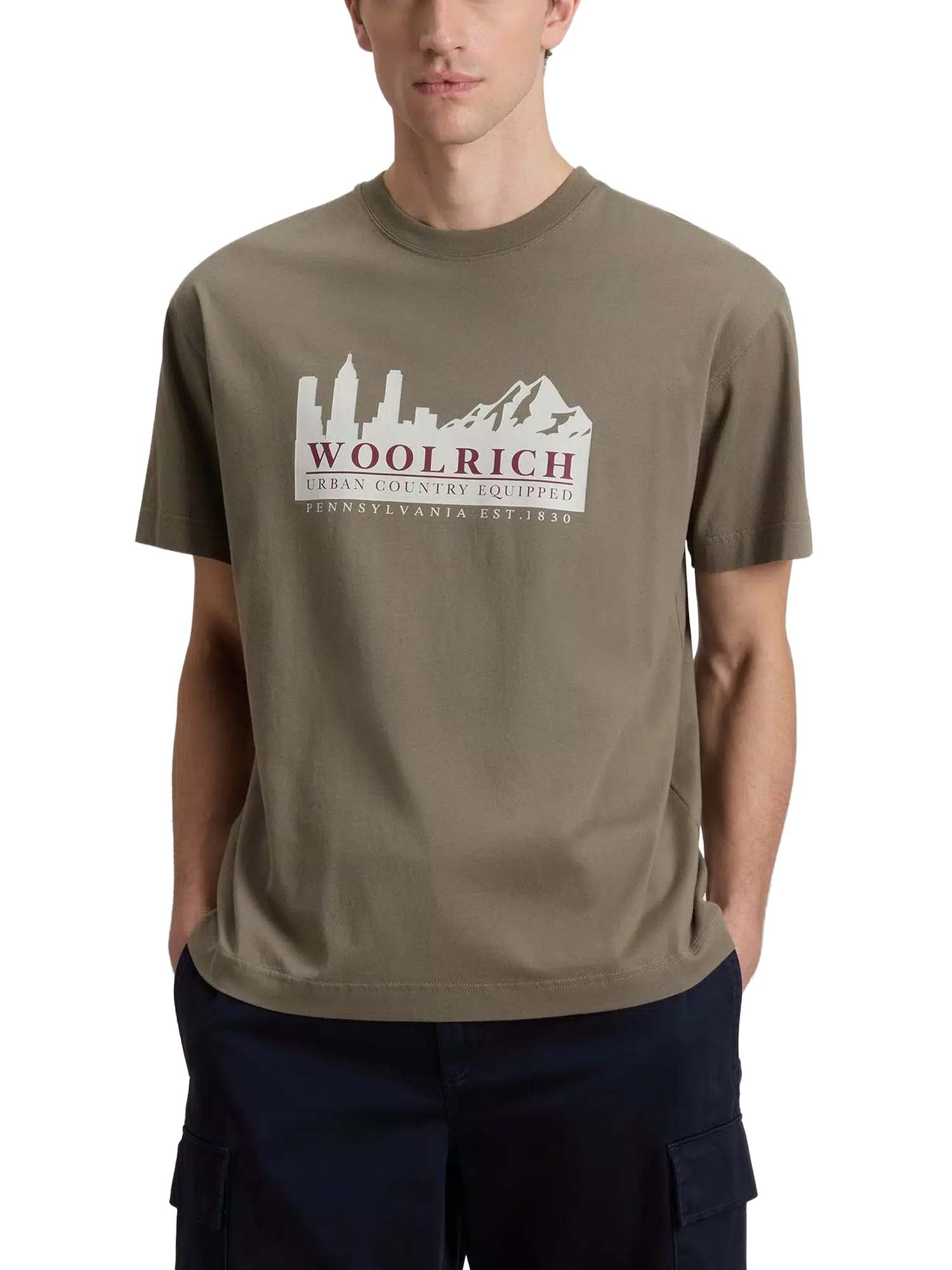 Woolrich T-shirt in puro cotone con logo Verde