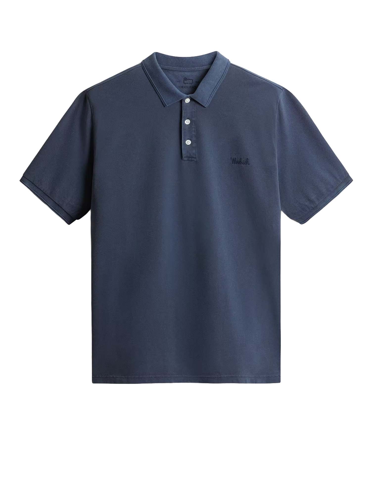 Woolrich Polo Mackinack in piqué di cotone elasticizzato tinta in capo Blu