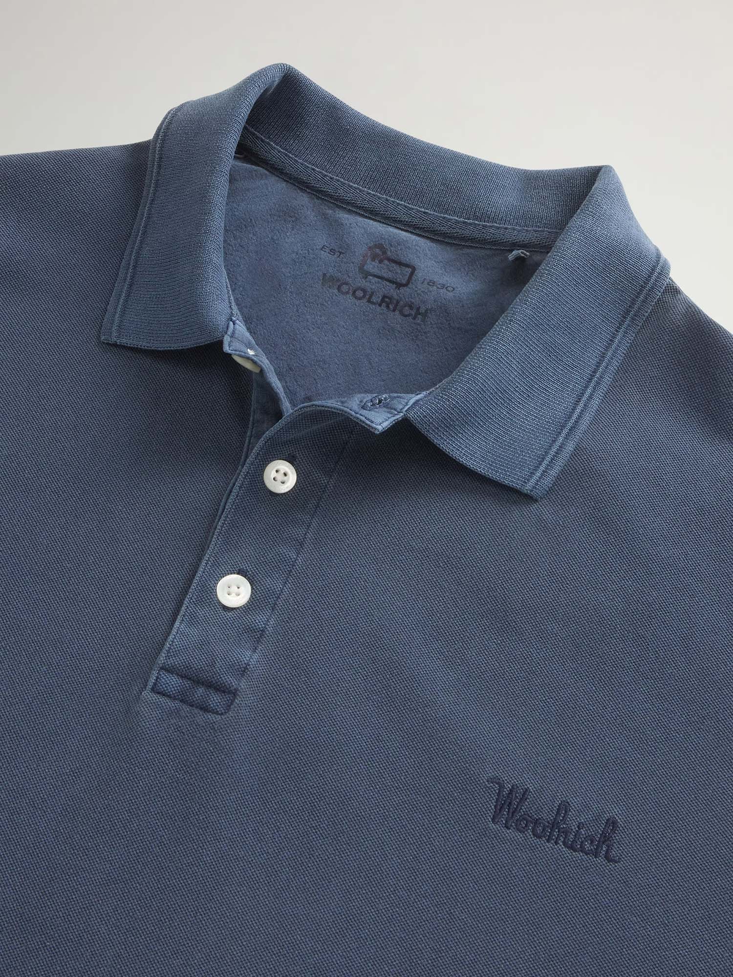 Woolrich Polo Mackinack in piqué di cotone elasticizzato tinta in capo Blu