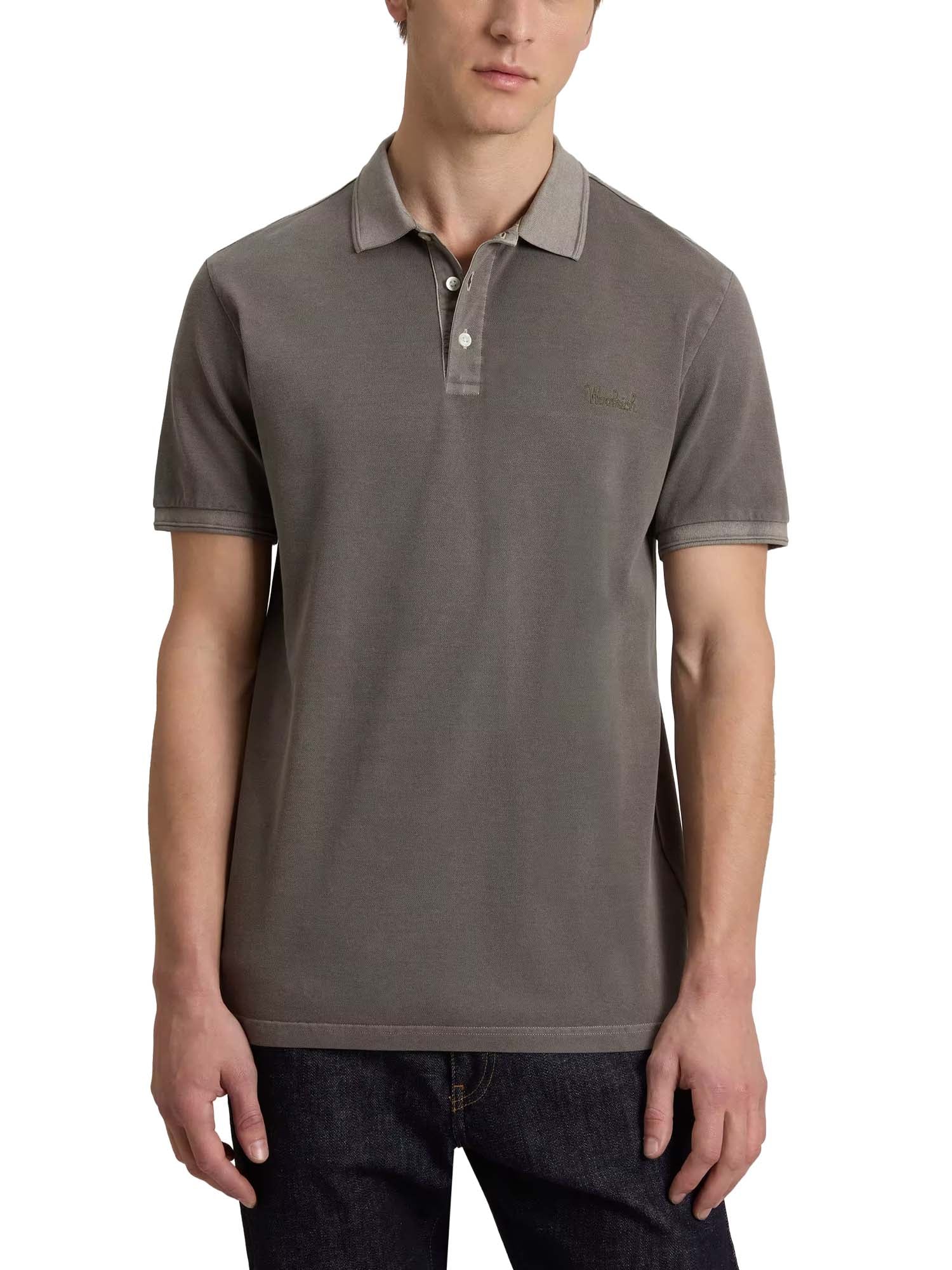 Woolrich Polo Mackinack in piqué di cotone elasticizzato tinta in capo Verde