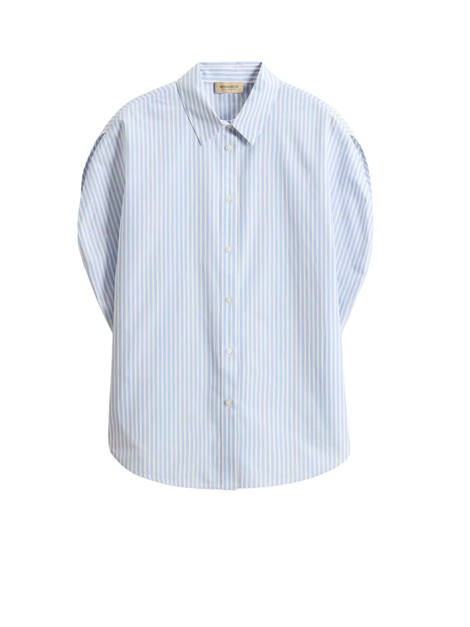 Woolrich Blusa in popeline di puro cotone a righe Azzurro