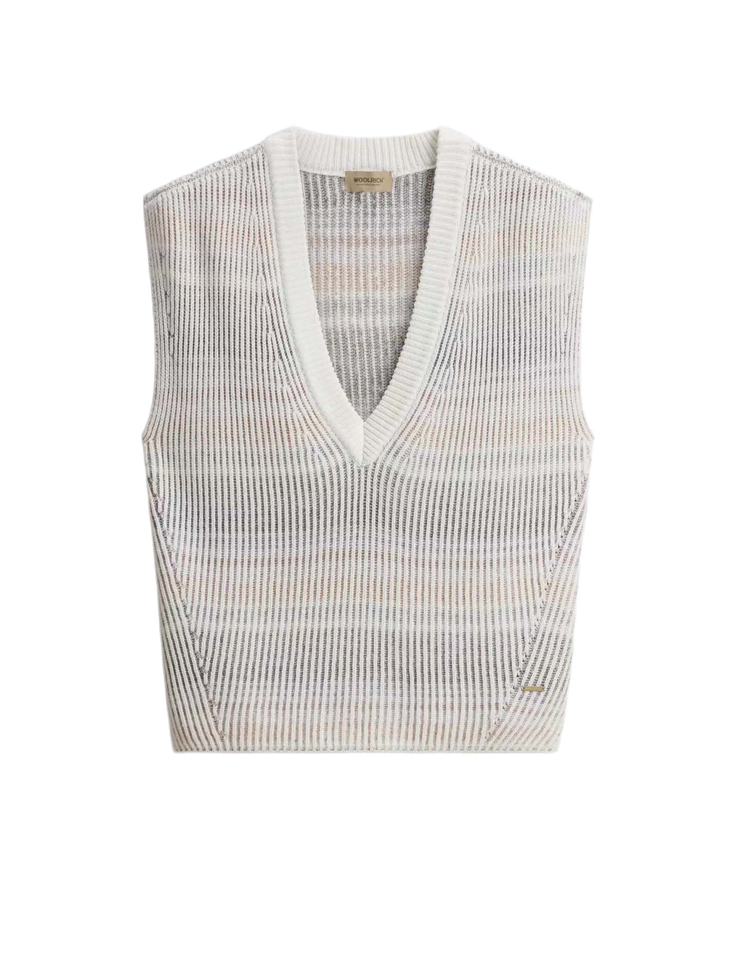 Woolrich Maglia smanicata in misto cotone con scollo a V Bianco