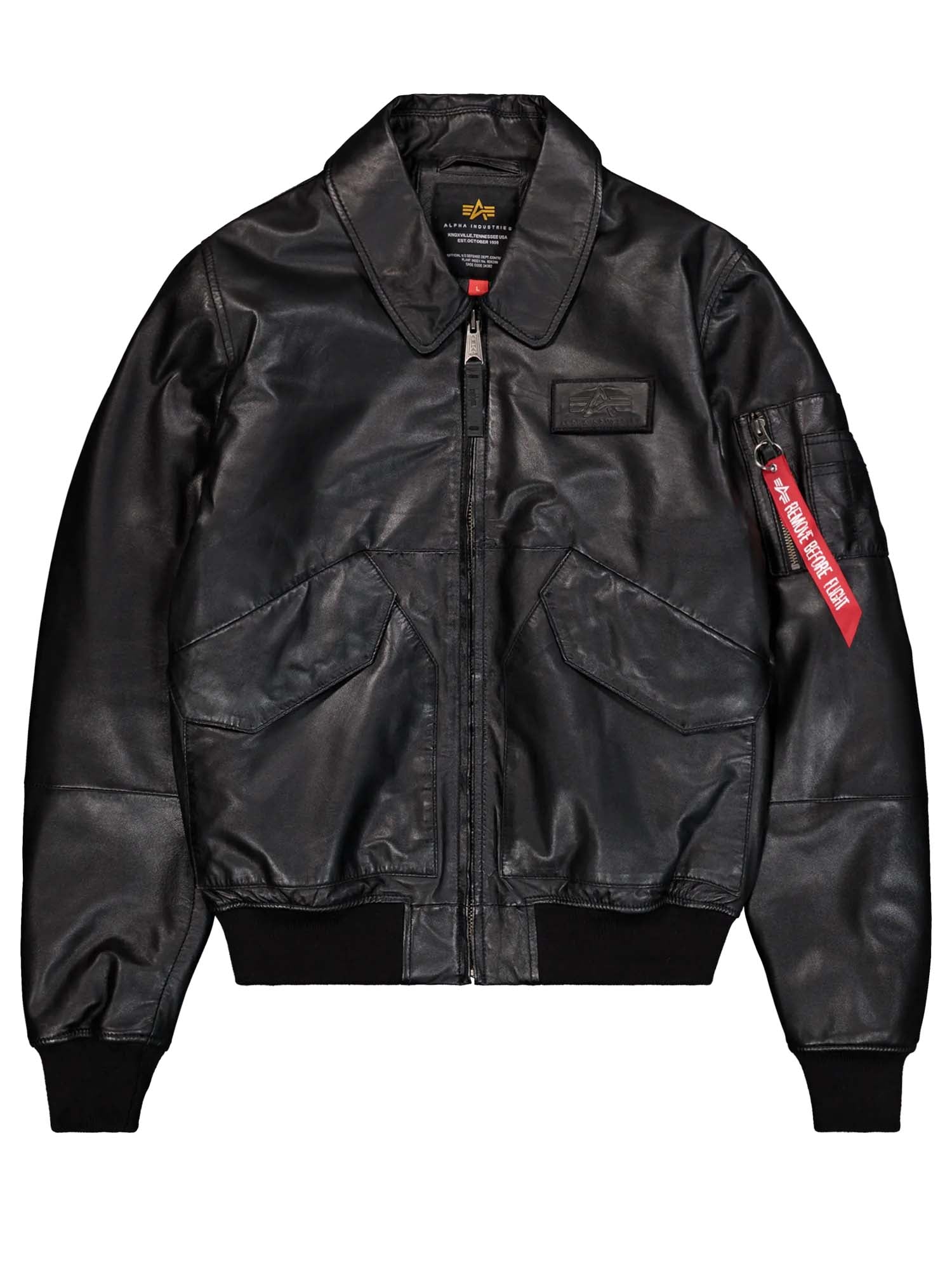 Alpha Industries Giubbotto bomber in pelle CWU-45/P Nero