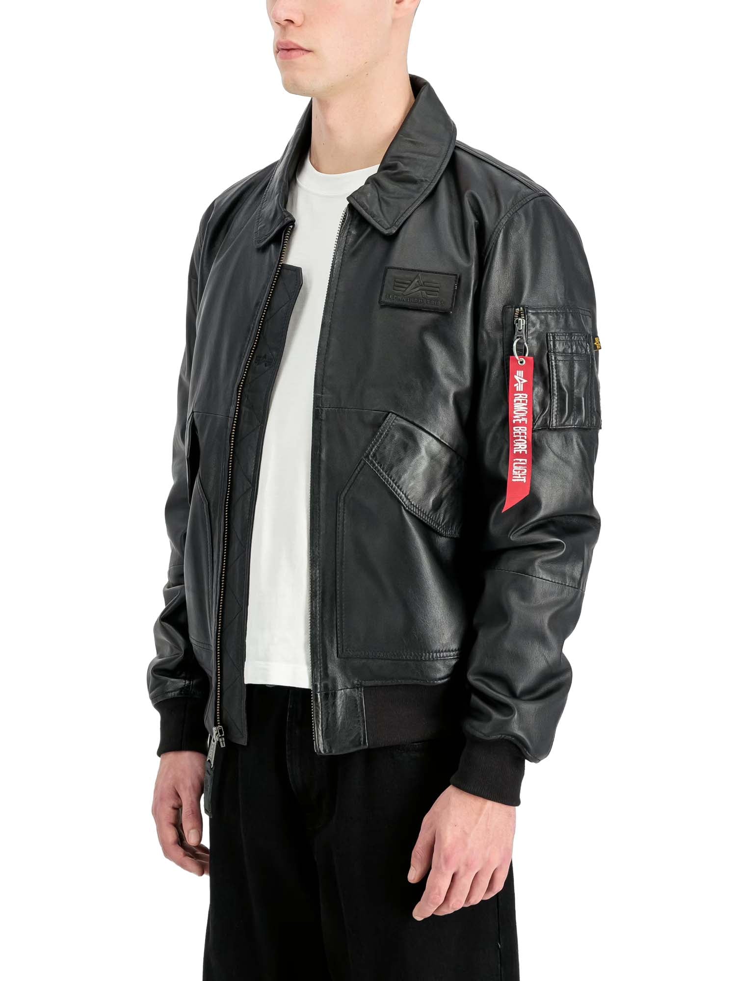 Alpha Industries Giubbotto bomber in pelle CWU-45/P Nero