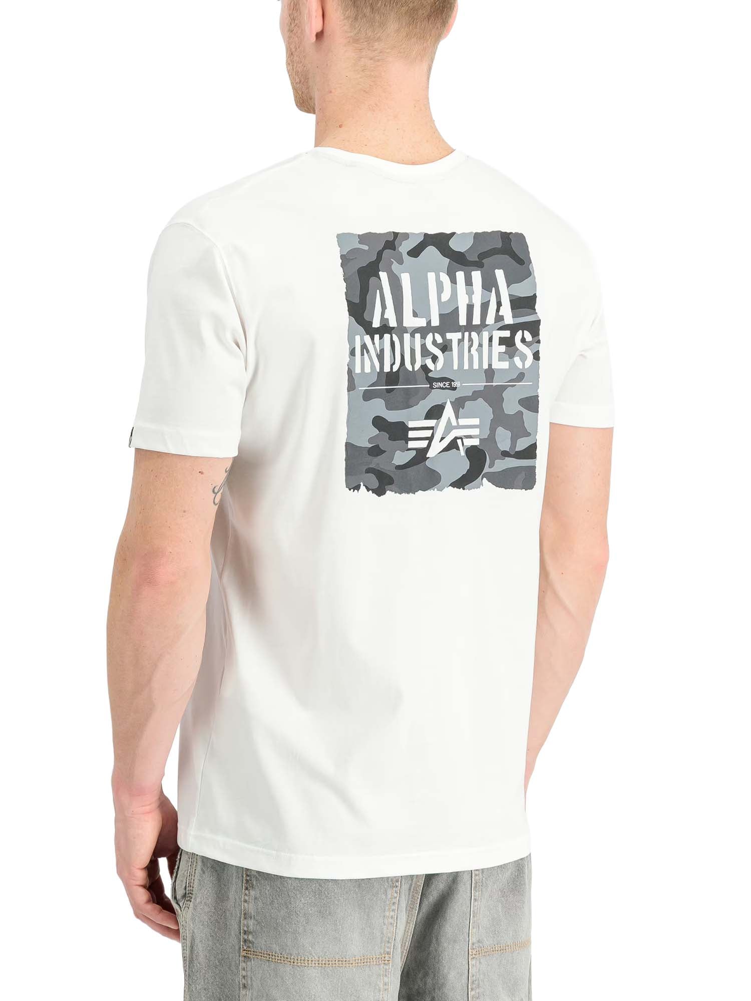 Alpha Industries T-Shirt Camo Print Bianco