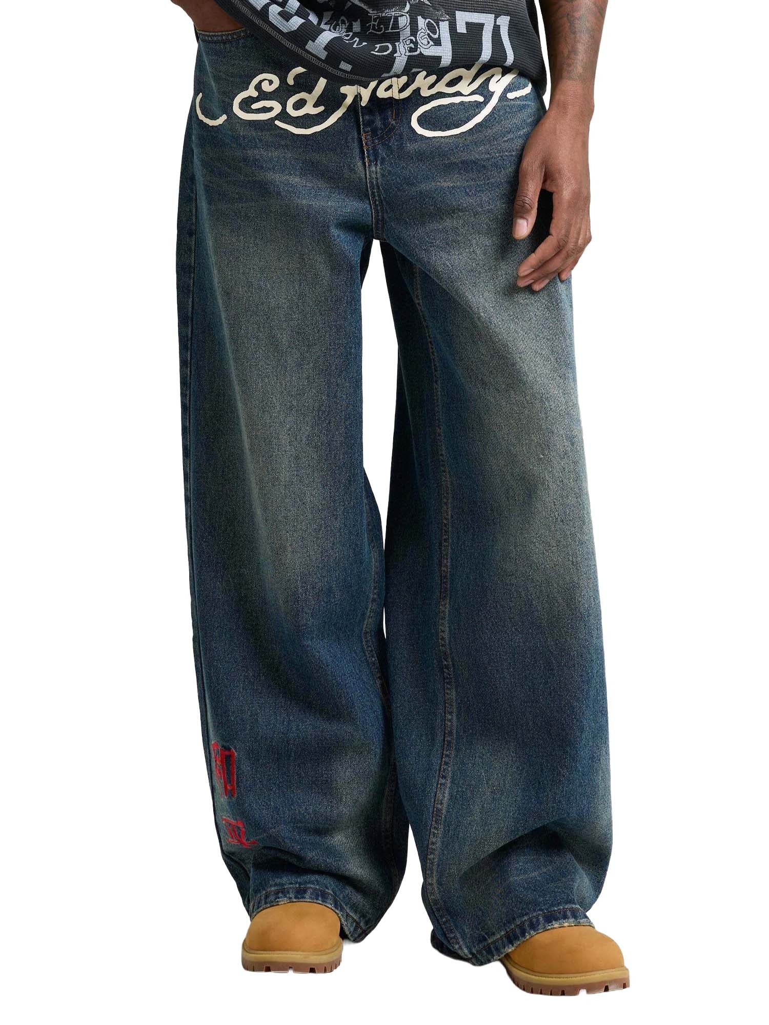 Ed Hardy Jeans Embroidered City Tiger Xxtra Blu