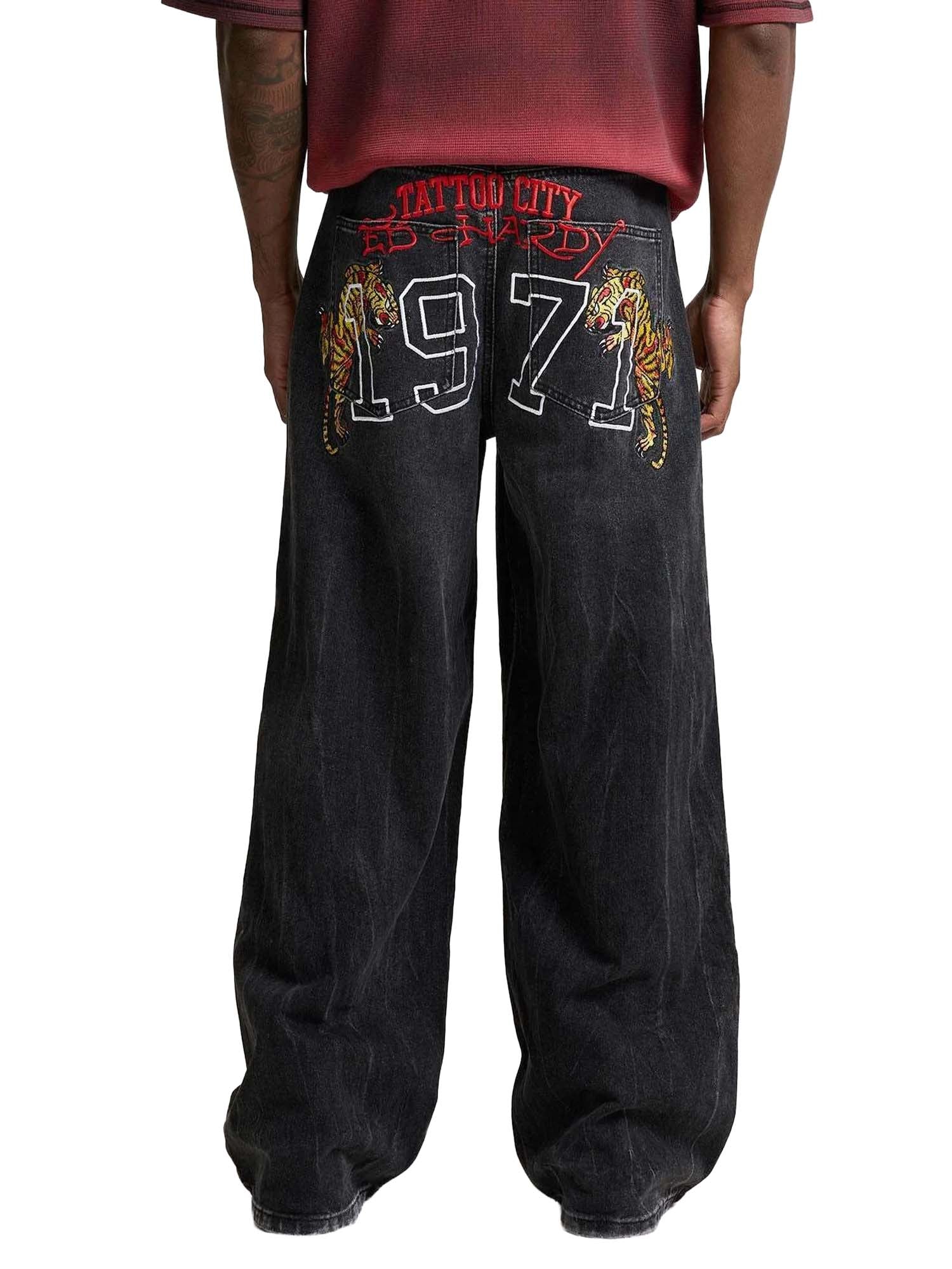 Ed Hardy Jeans Embroidered City Tiger Xxtra Nero