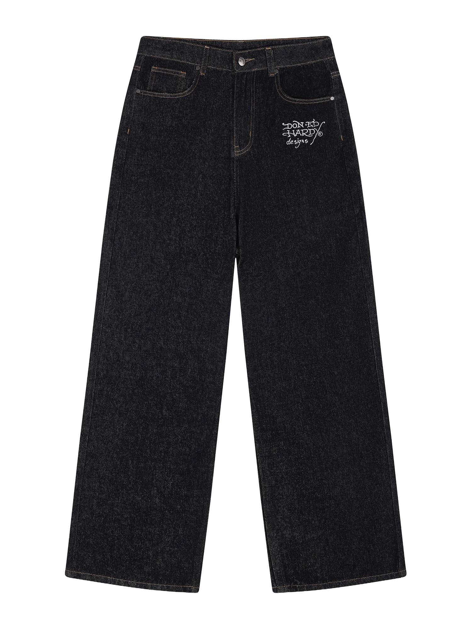 Ed Hardy Jeans Embroidered Panther Relaxed Blu