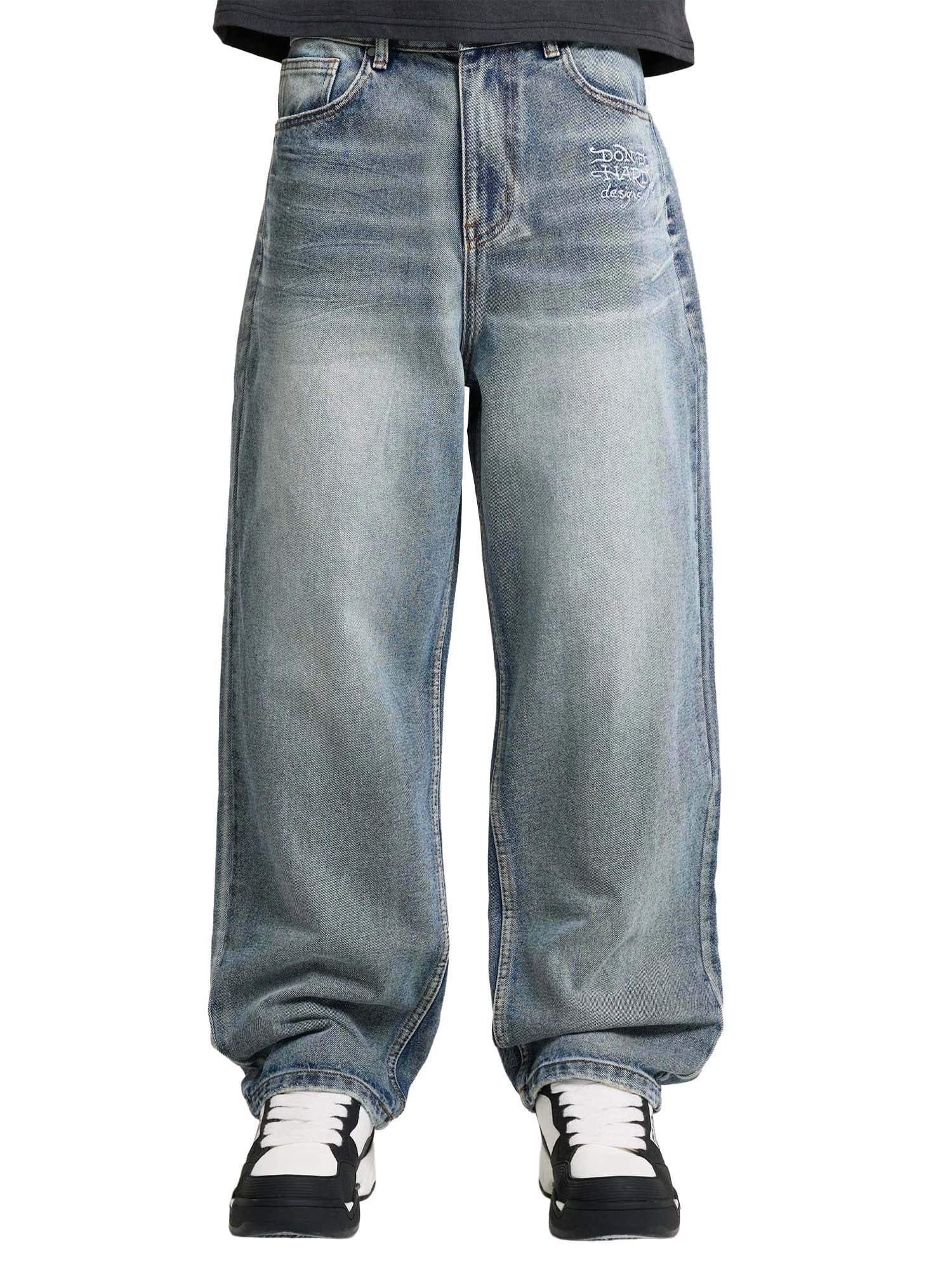 Ed Hardy Jeans Embroidered Panther Relaxed Blu