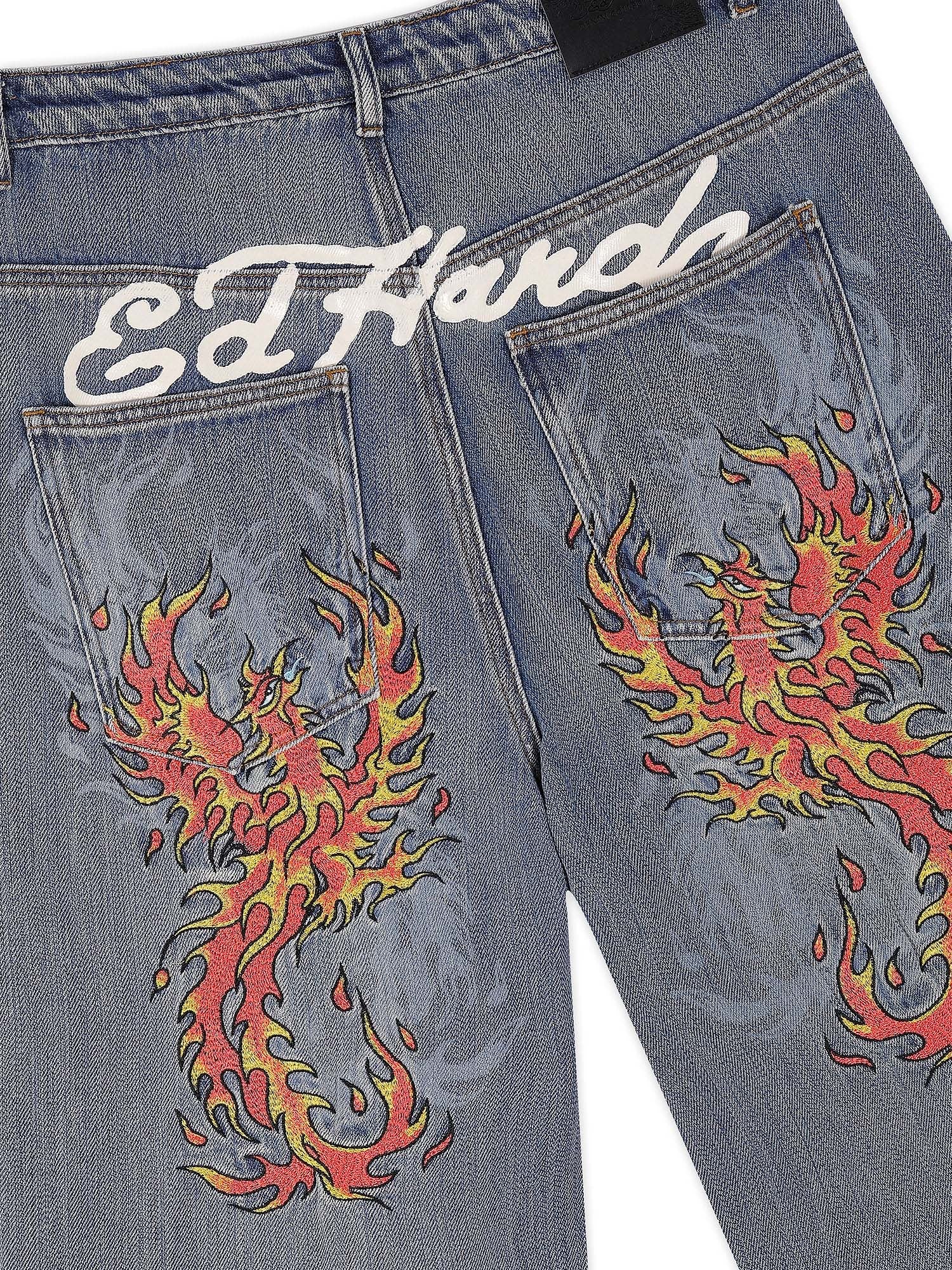 Ed Hardy Jeans Embroidered Angel Xxtra Fit Blu