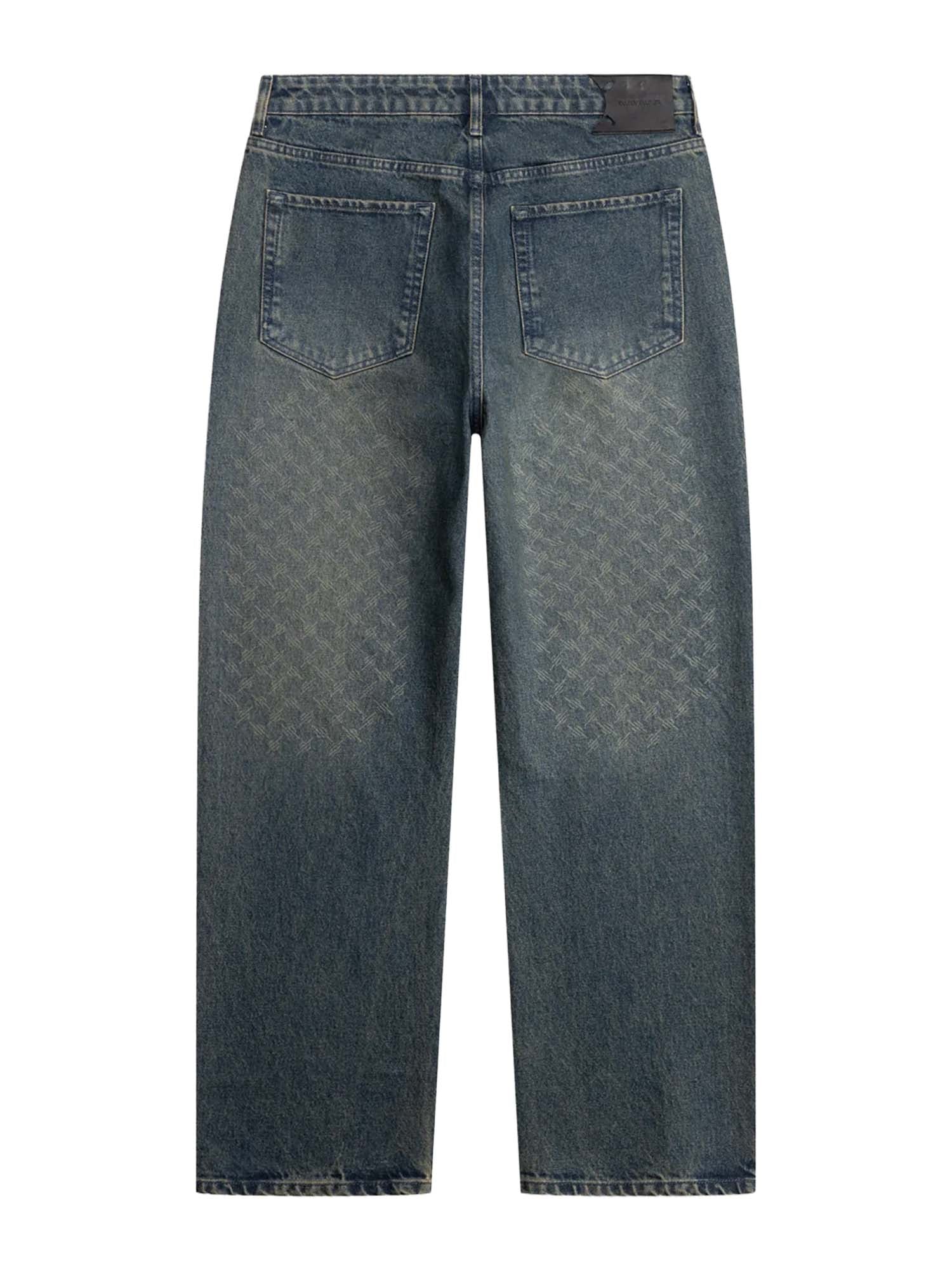 Daily Paper Jeans Bleached Denim Blue Faded Monogram Amba Blu
