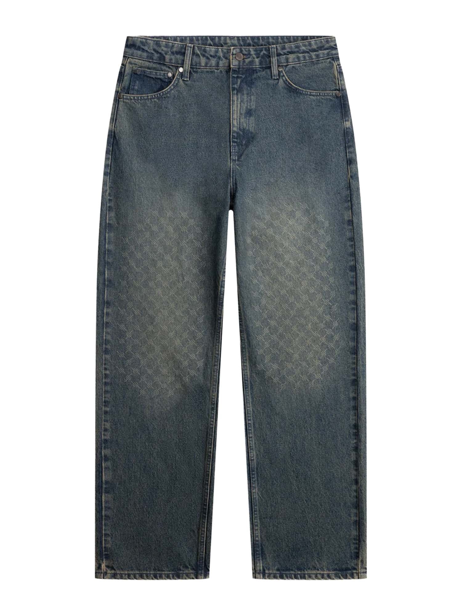 Daily Paper Jeans Bleached Denim Blue Faded Monogram Amba Blu