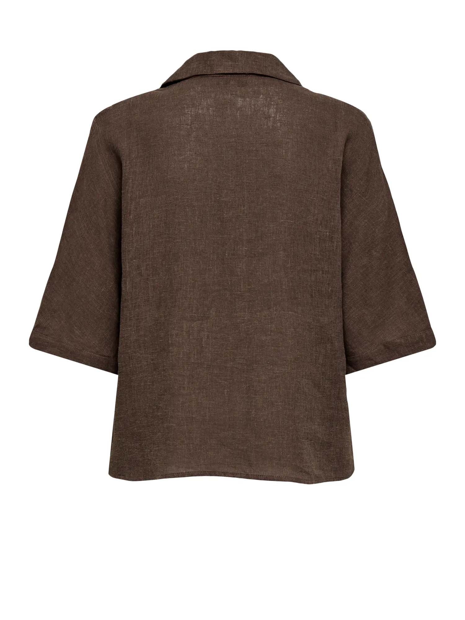 Only Camicia Onlbruxelles Lino Marrone