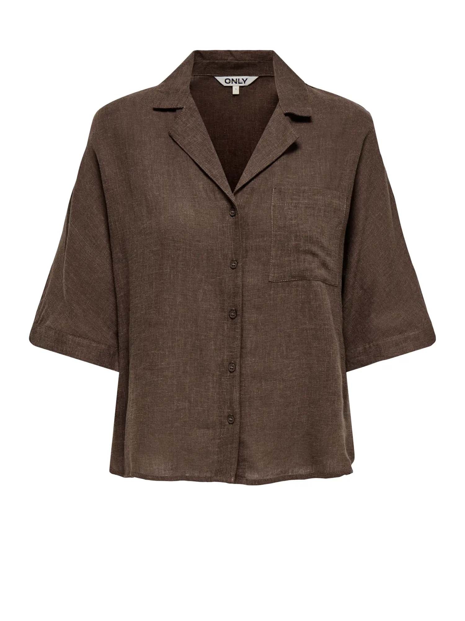 Only Camicia Onlbruxelles Lino Marrone