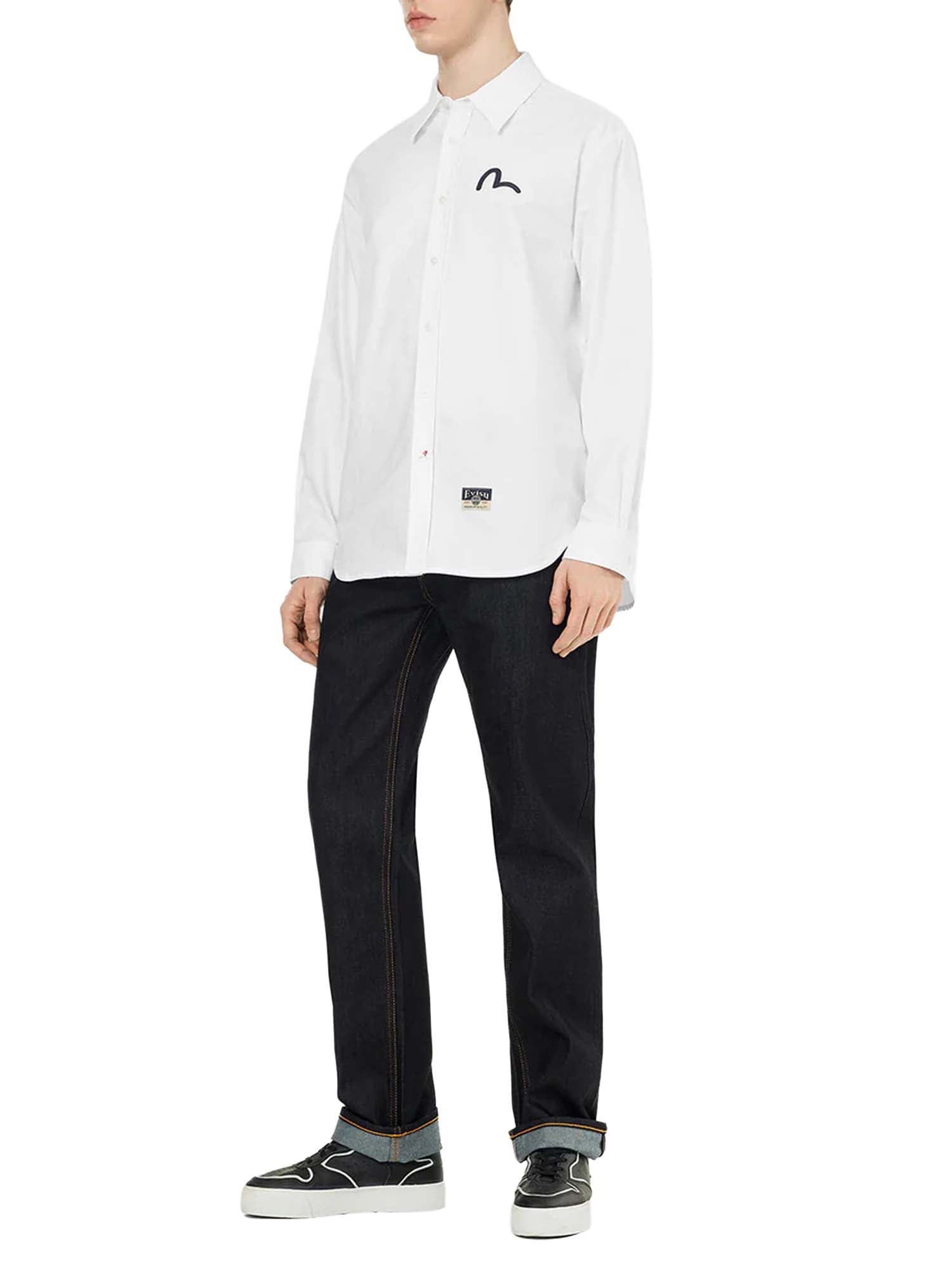 Evisu Seagull Print Oxford Shirt Bianco