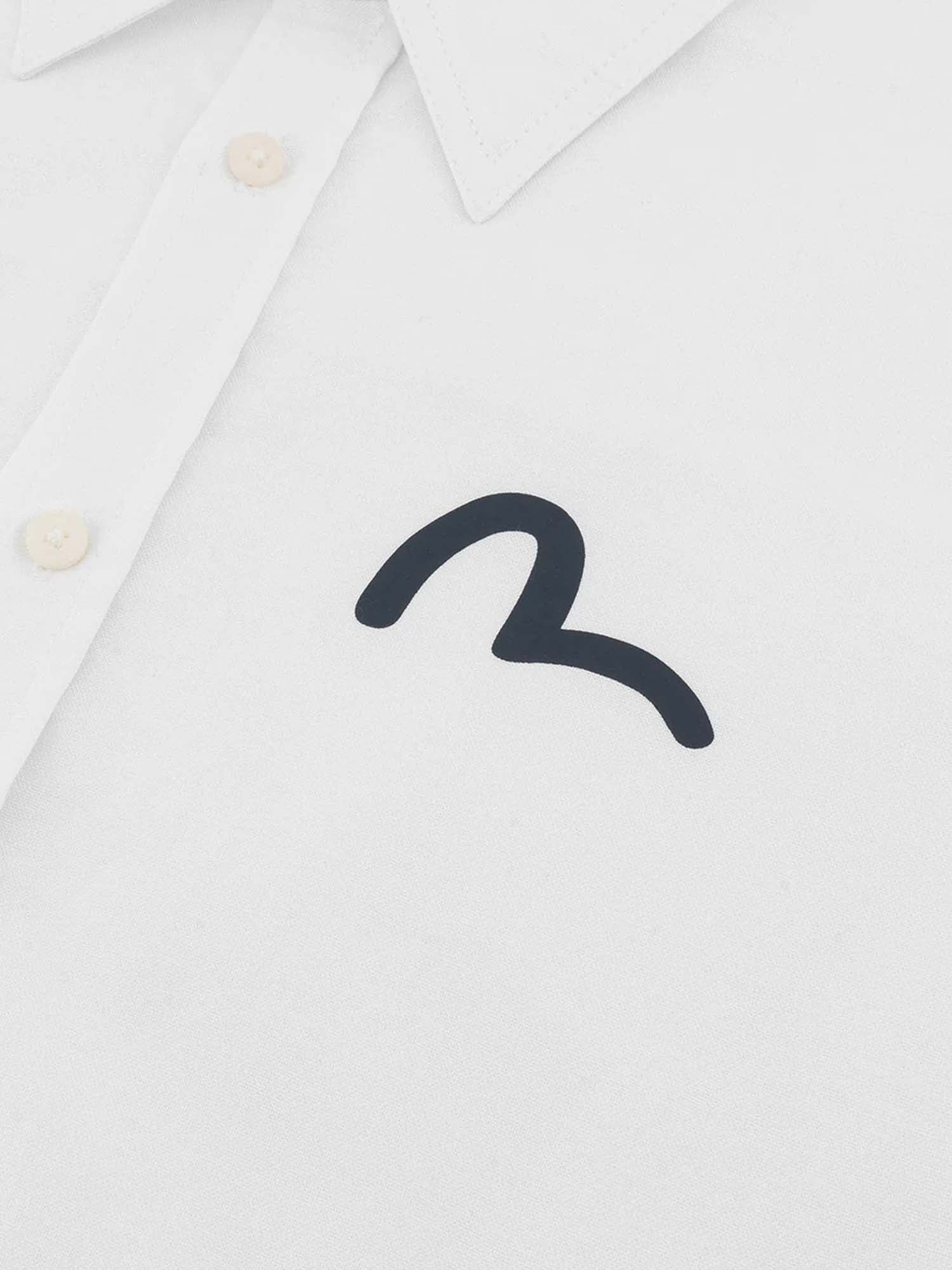 Evisu Seagull Print Oxford Shirt Bianco