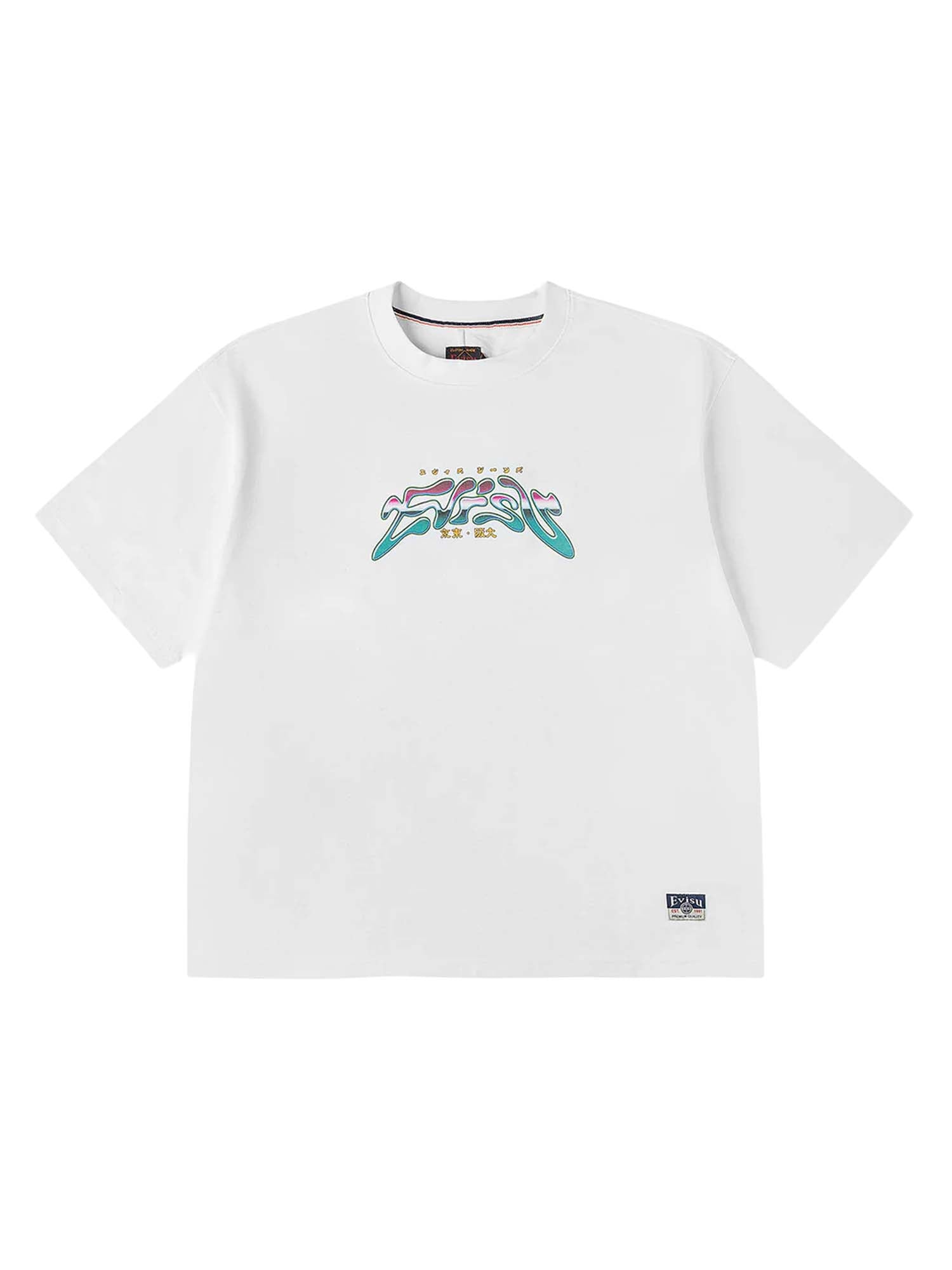 Evisu Neon Leopard Printed T-shirt Bianco