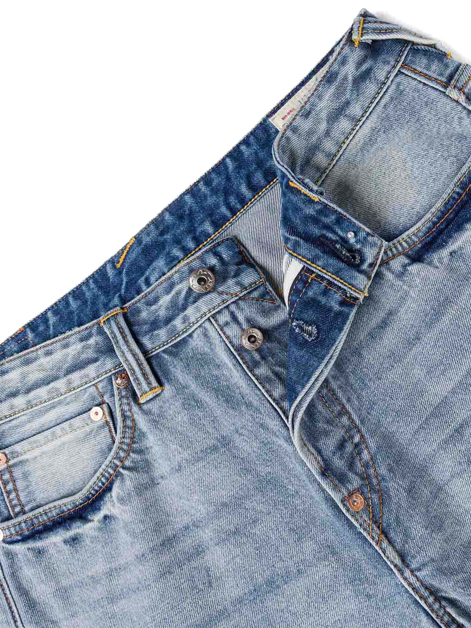 Evisu Daicock Spray Dye Denim Shorts Azzurro