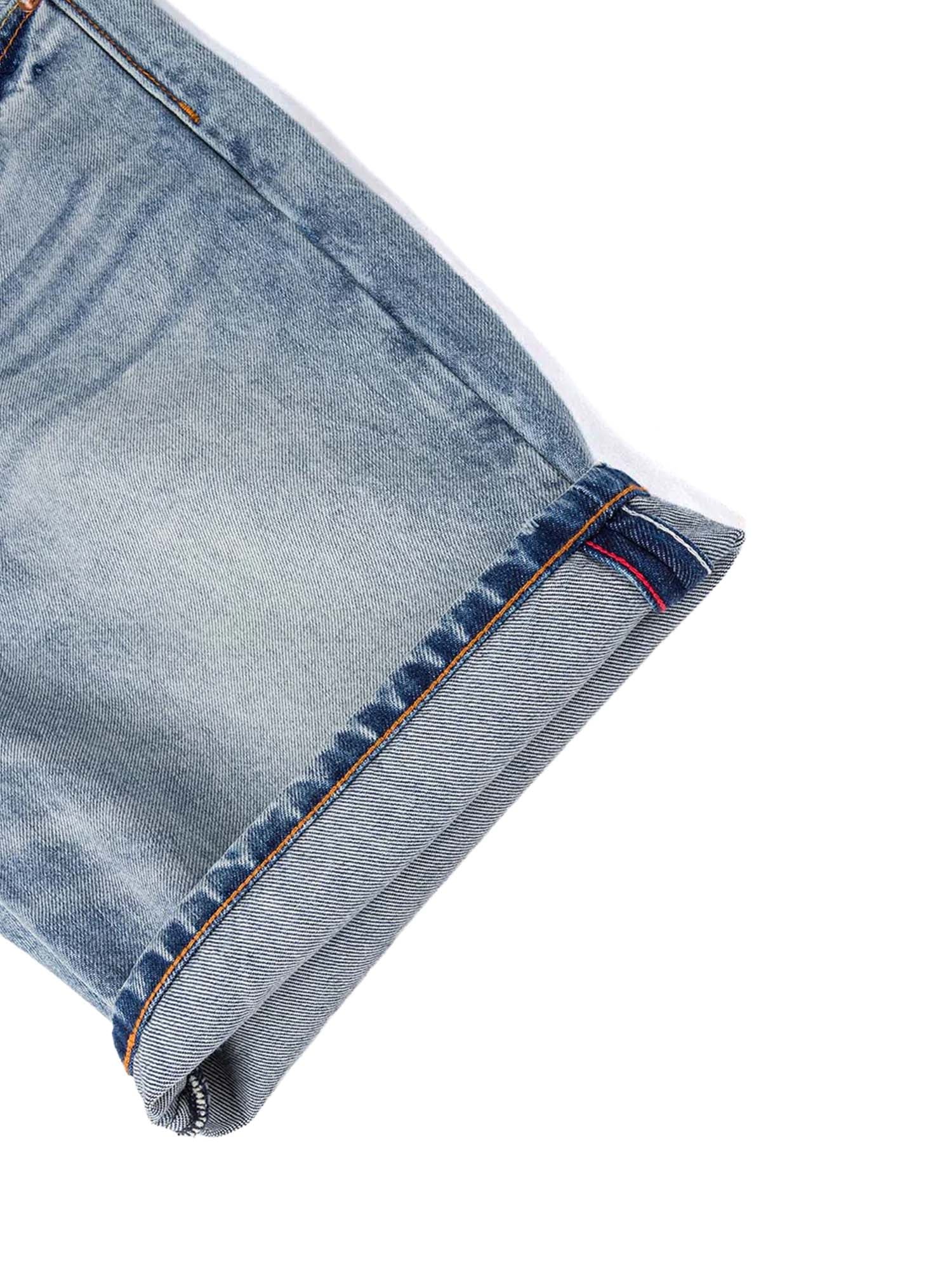 Evisu Daicock Spray Dye Denim Shorts Azzurro