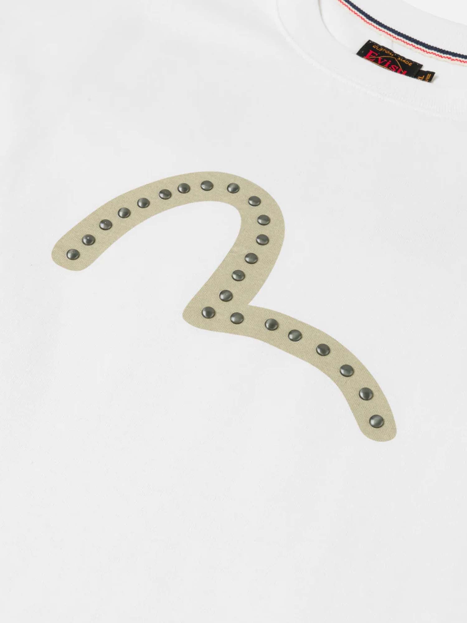 Evisu Seagull Printed Metal Studs T-shirt Bianco