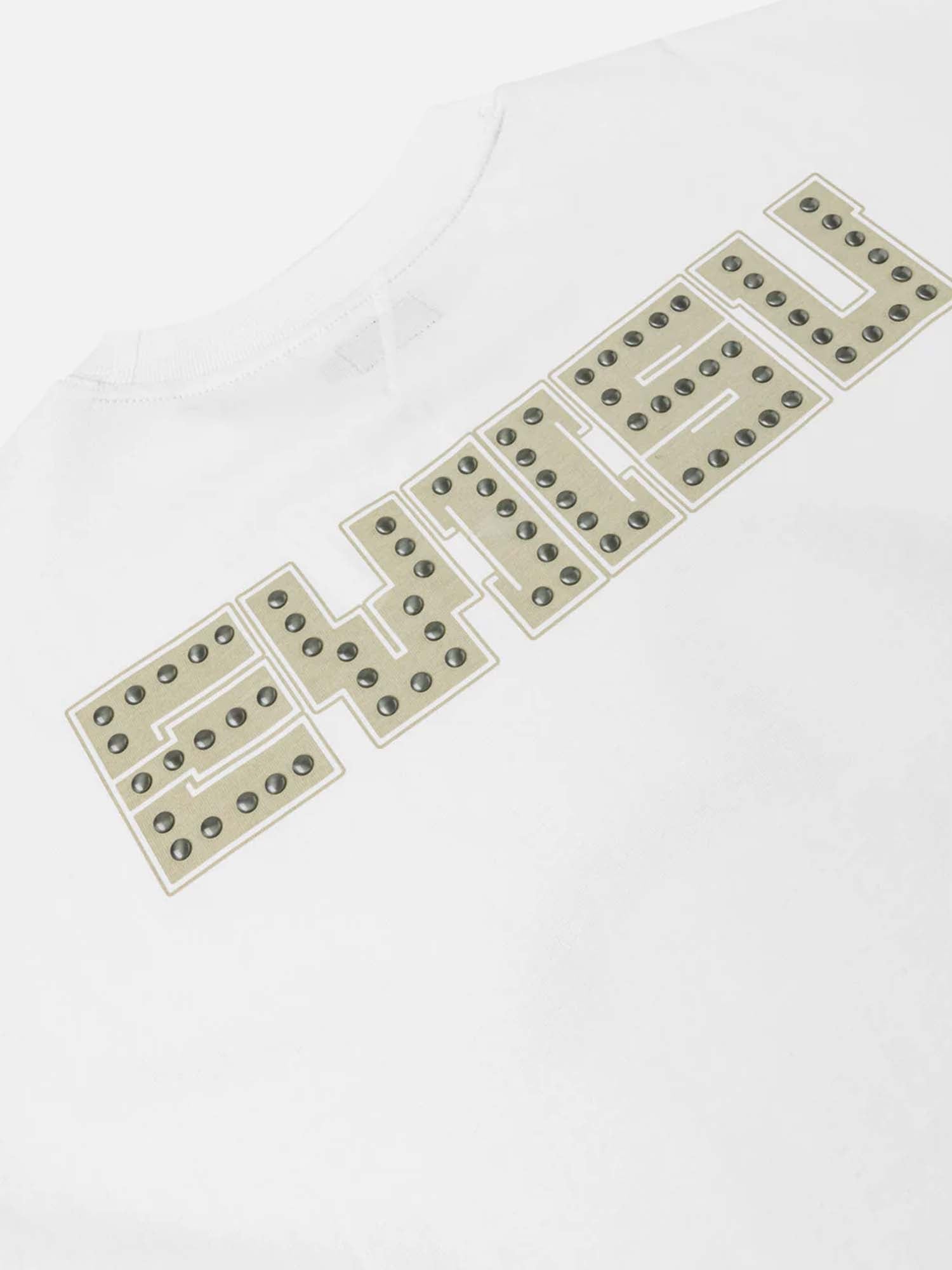 Evisu Seagull Printed Metal Studs T-shirt Bianco