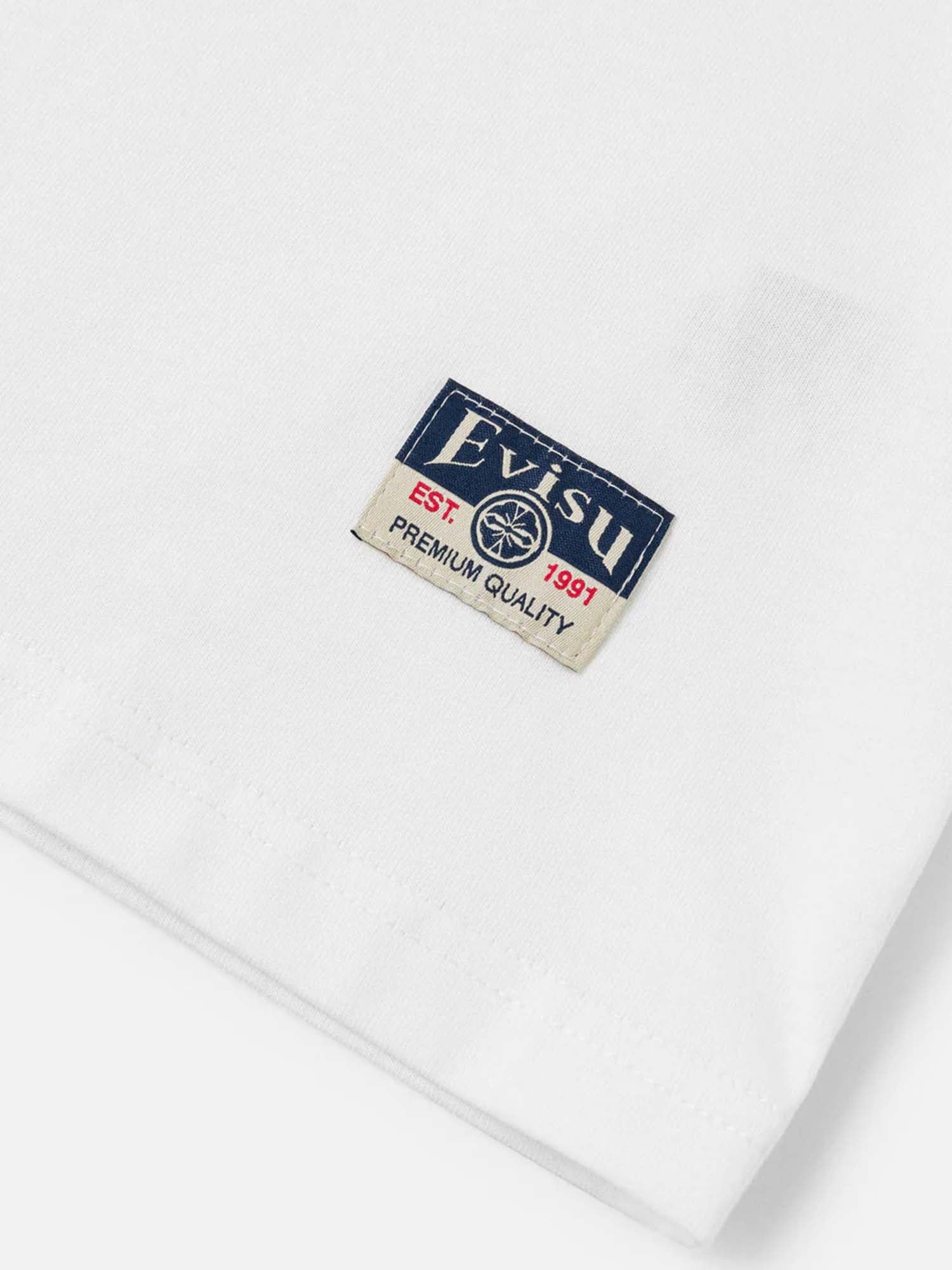 Evisu Seagull Printed Metal Studs T-shirt Bianco