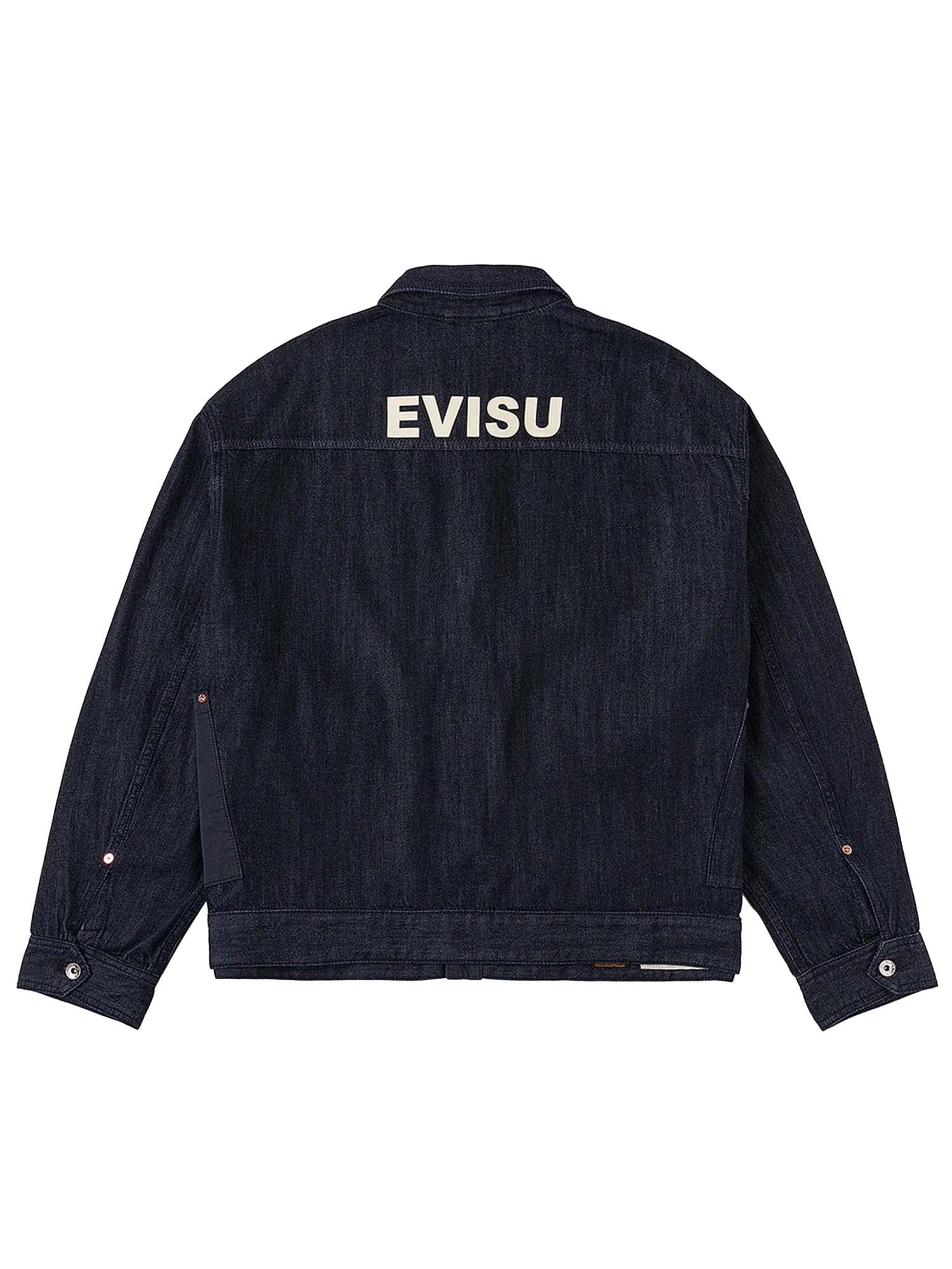Evisu Fabric Blocking Denim Jacket Blu
