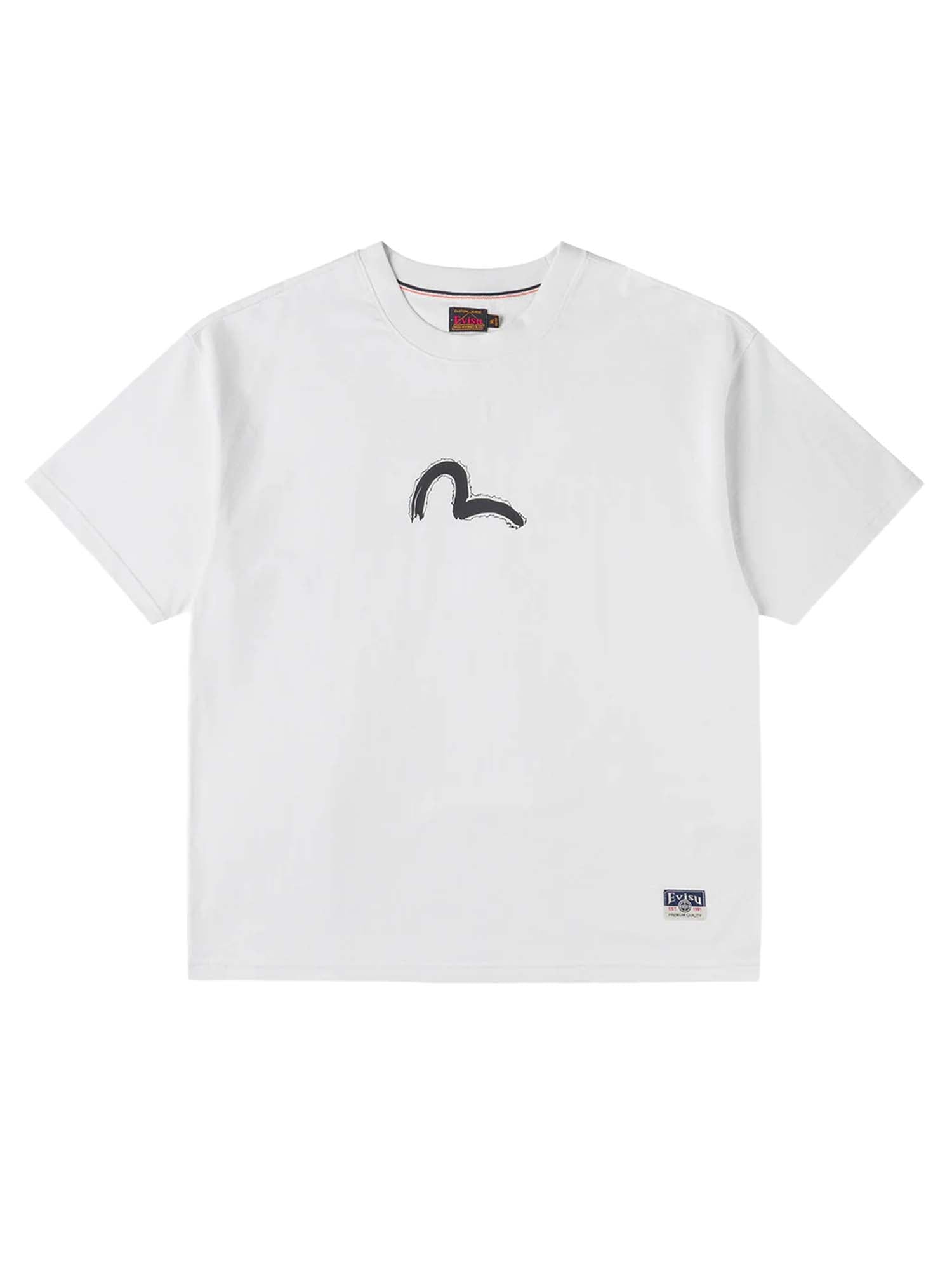 Evisu Hand-Brushed Daicock Print T-Shirt Bianco