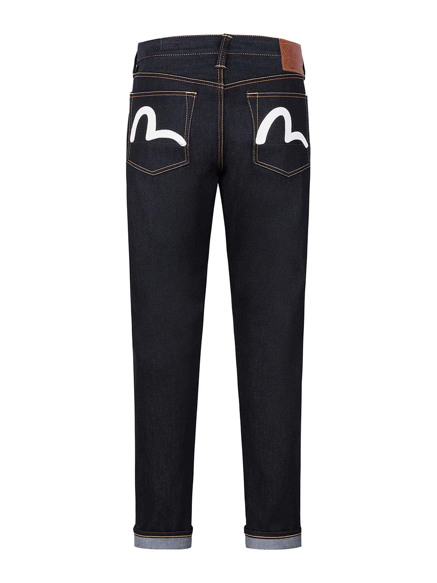 Evisu Ecru Seagull Print Taper Fit Jeans #2017 Blu