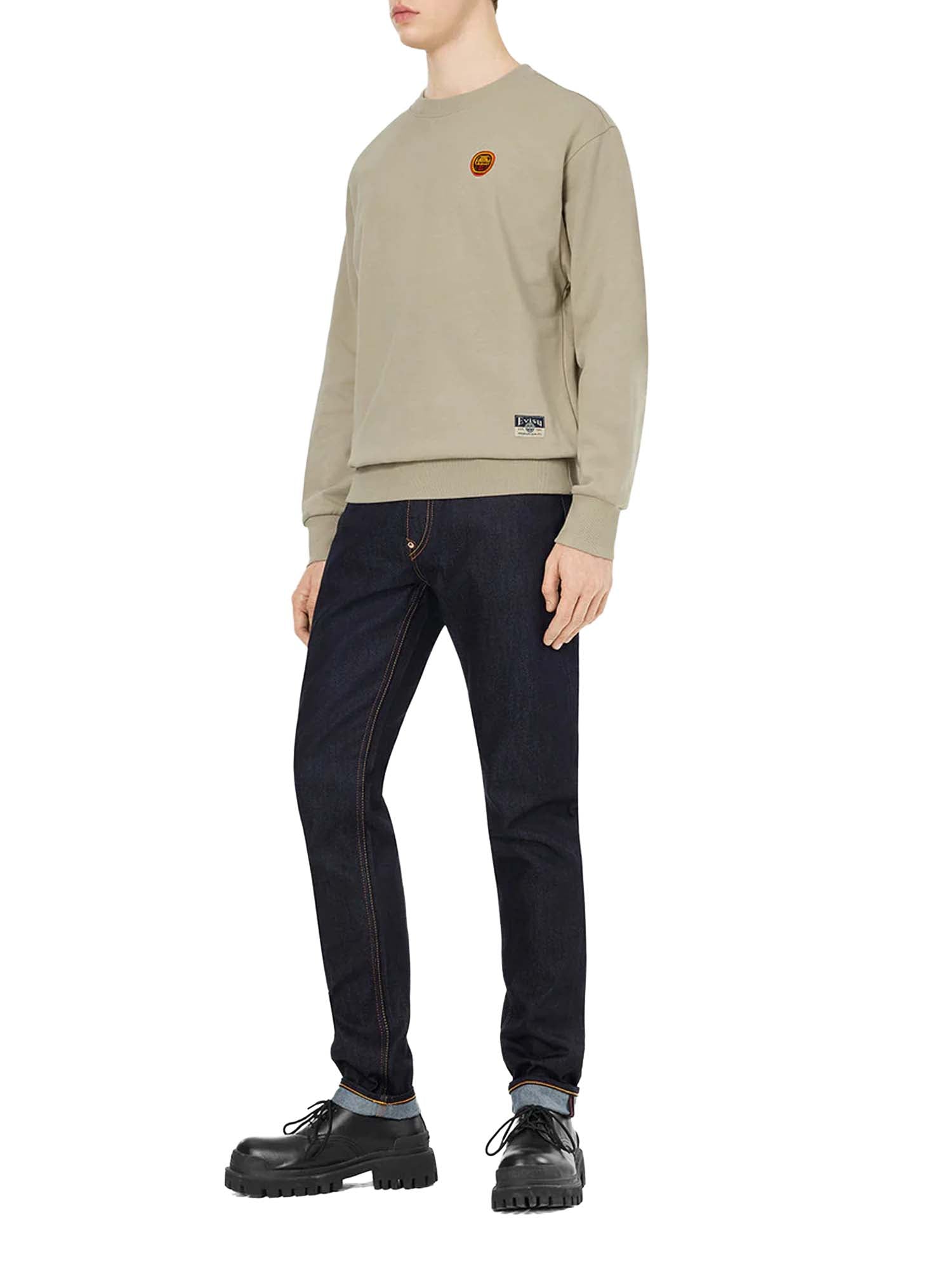 Evisu Ecru Seagull Print Taper Fit Jeans #2017 Blu