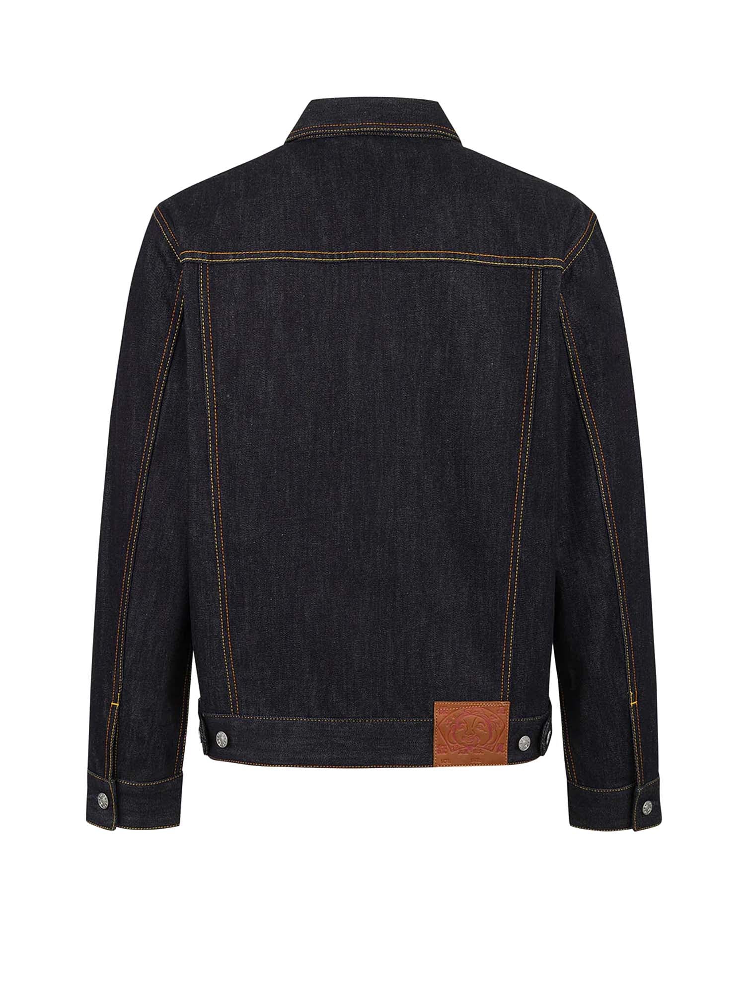 Evisu Ecru Seagull Print Relax Fit Denim Jacket Blu