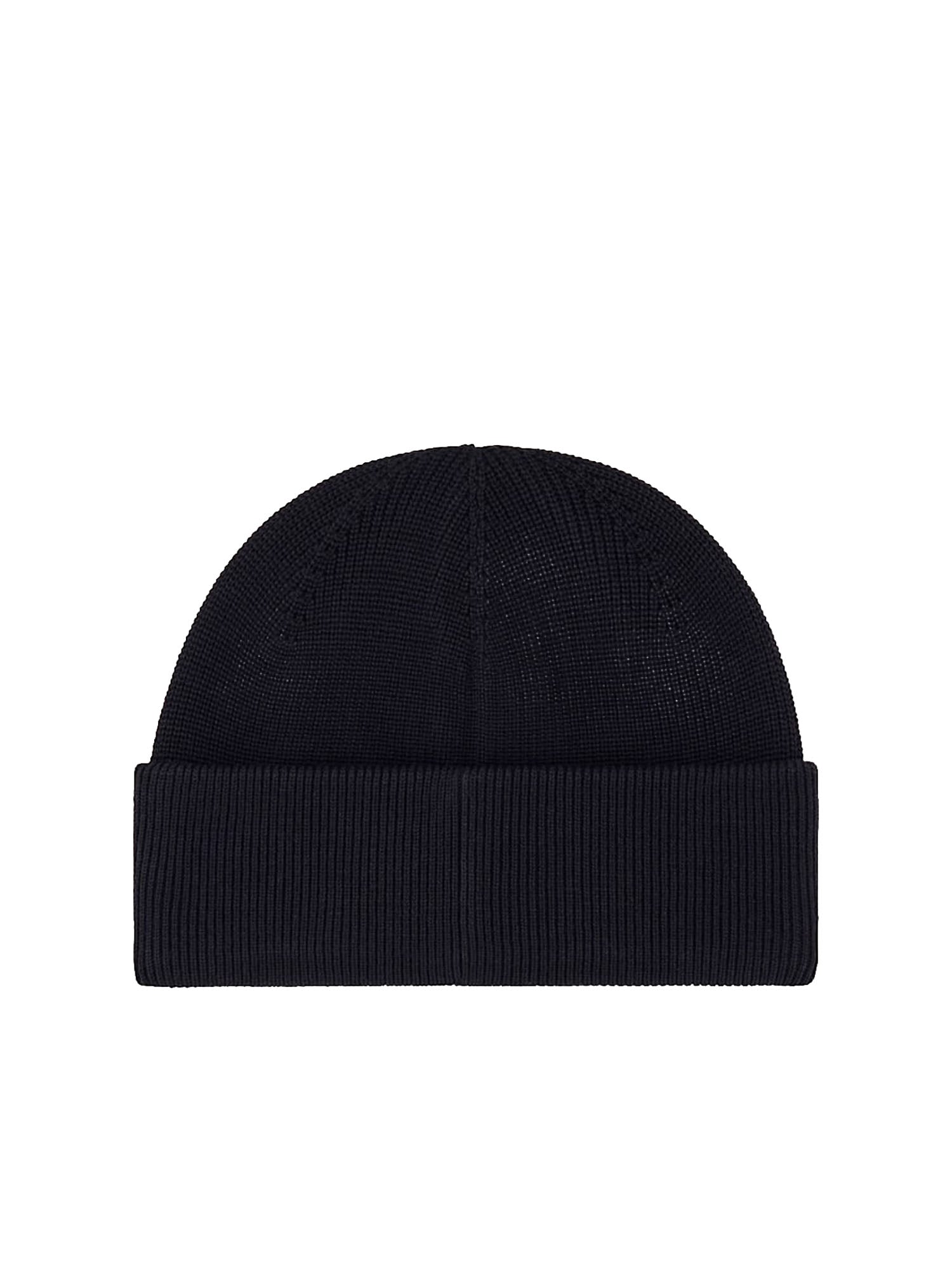 Armani Exchange Berretto a coste in misto lana e cotone con patch Blu