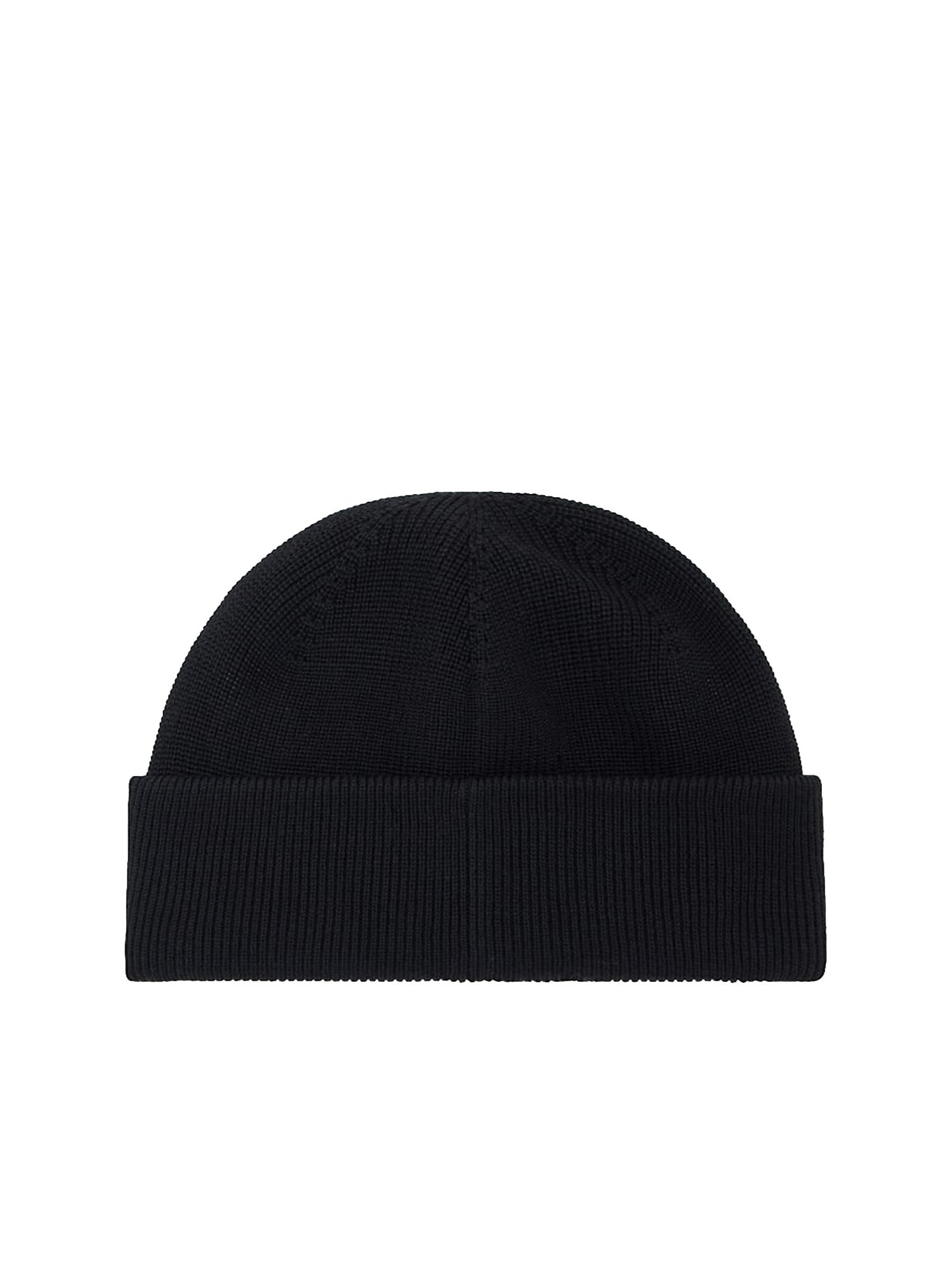 Armani Exchange Berretto a coste in misto lana e cotone con patch Nero
