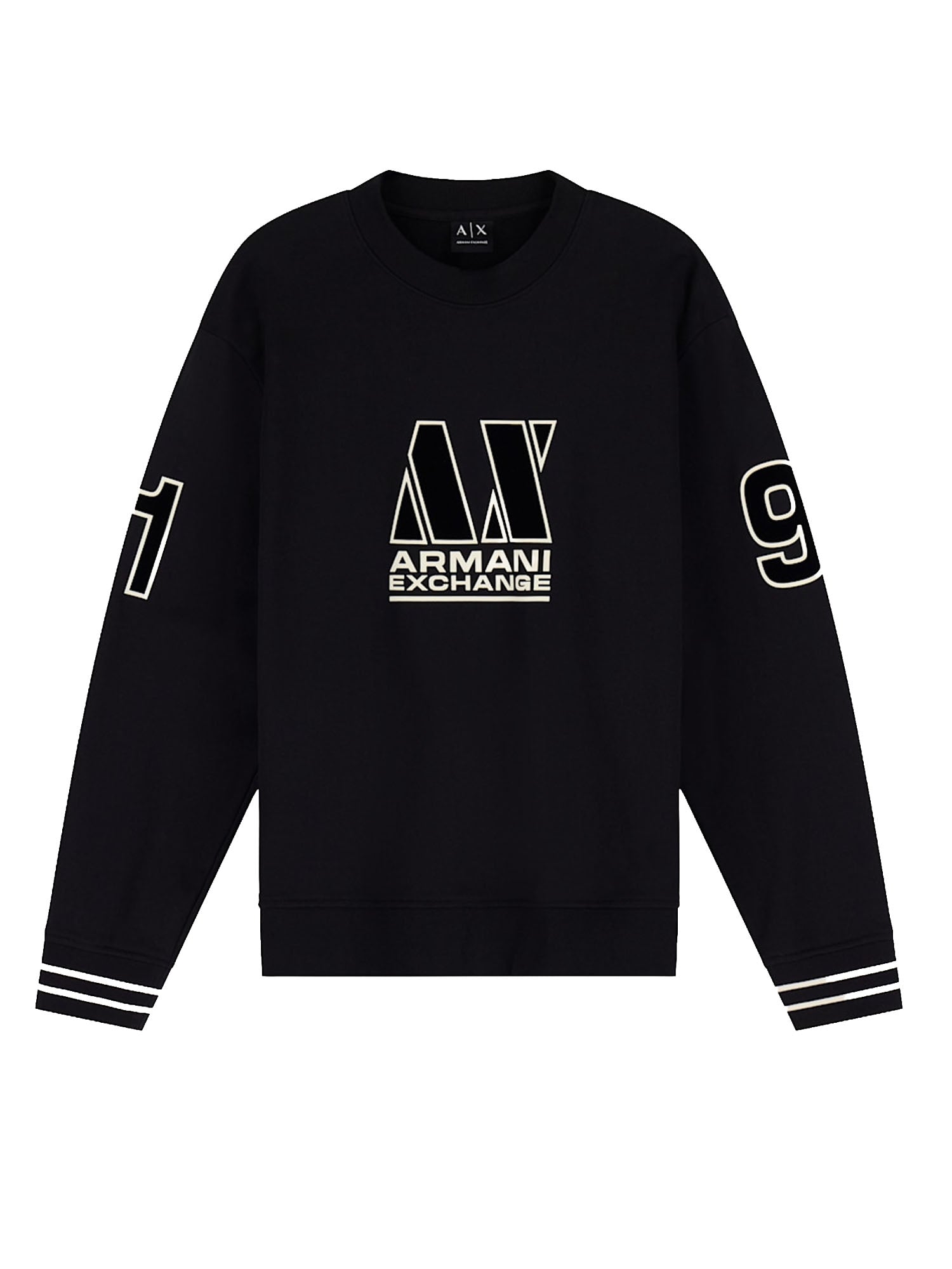 Armani Exchange Felpa vestibilità regular in tessuto french terry di cotone Nero