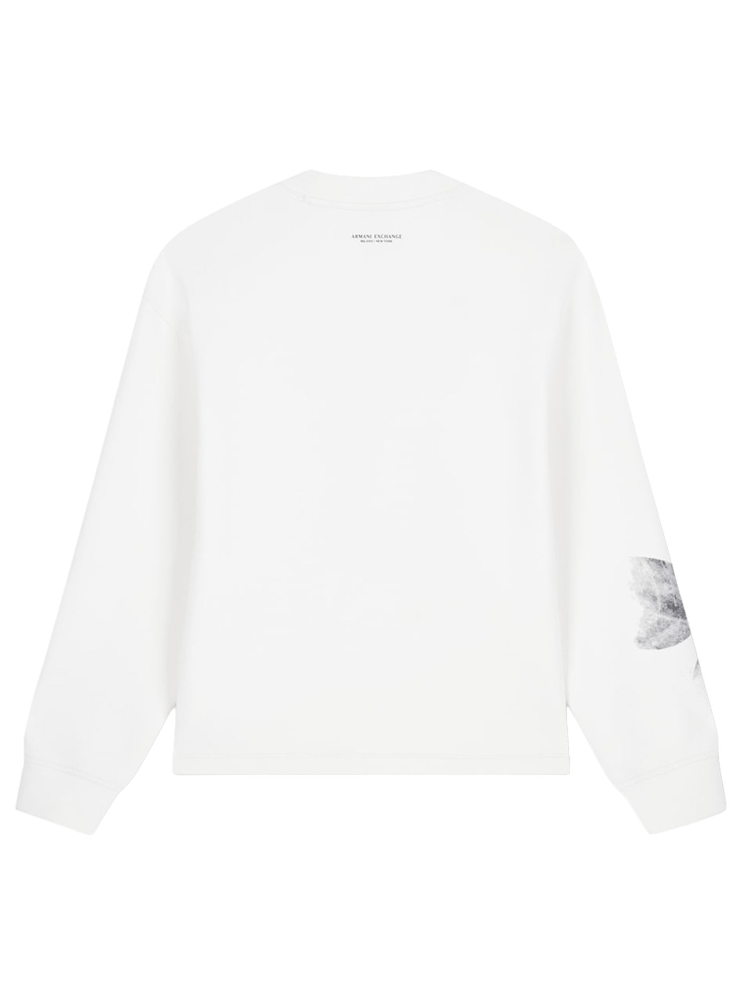 Armani Exchange Felpa girocollo in cotone stretch con stampa floreale Bianco
