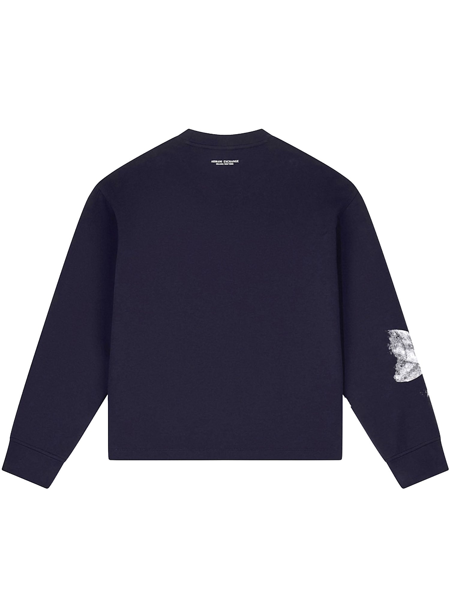 Armani Exchange Felpa girocollo in cotone stretch con stampa floreale Blu